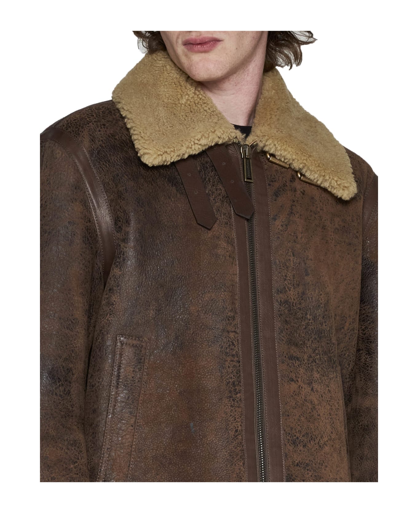Dsquared2 Shearling Jacket - Brown stone