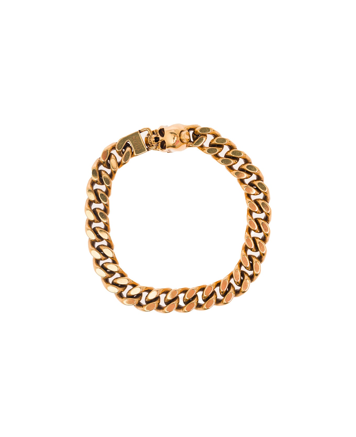 Alexander McQueen Gold-colored Chain-link Bracelet With Skull Detail In Brass Man - Metallic