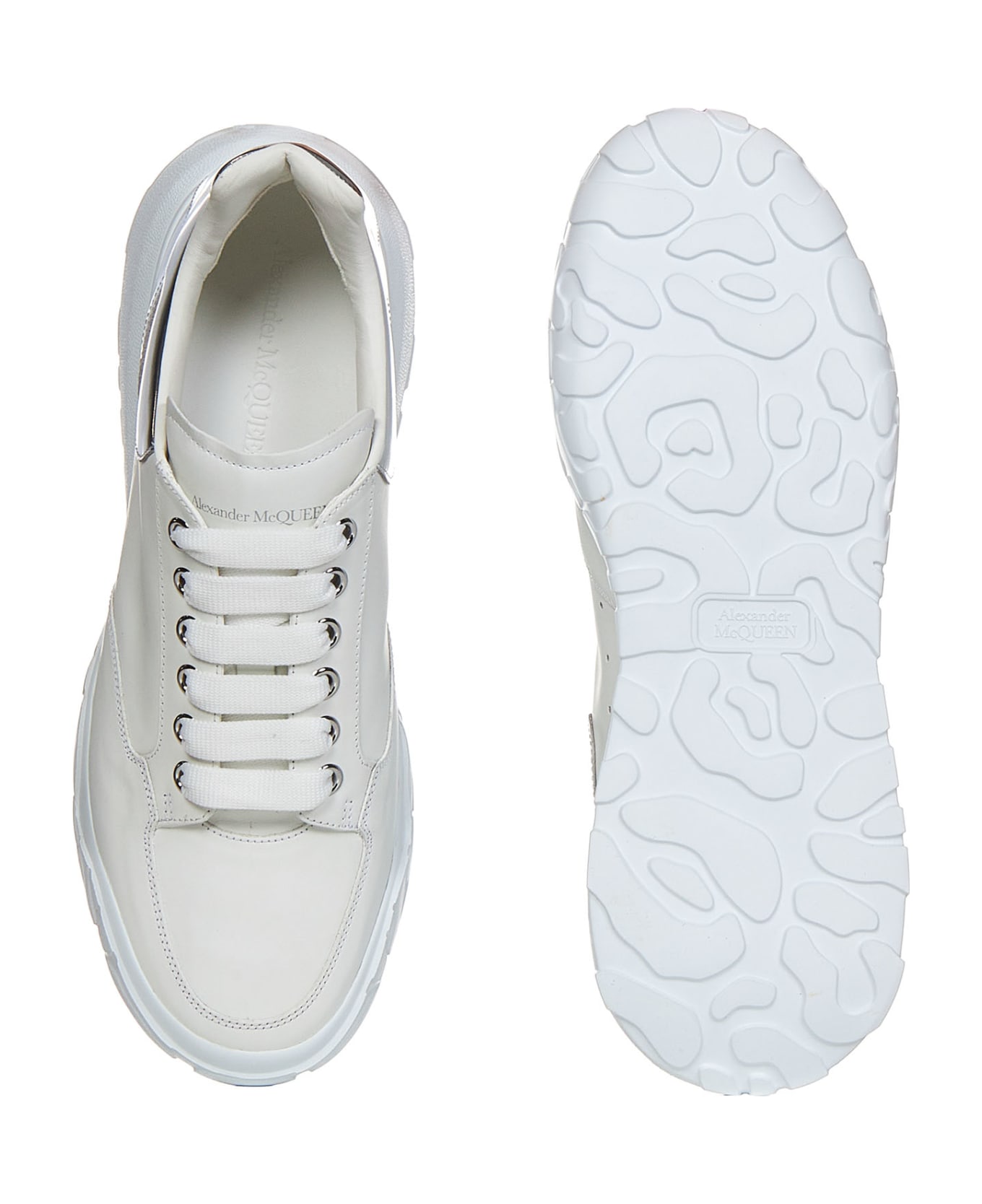 Alexander McQueen Court Sneakers In Leather - Bianco スニーカー