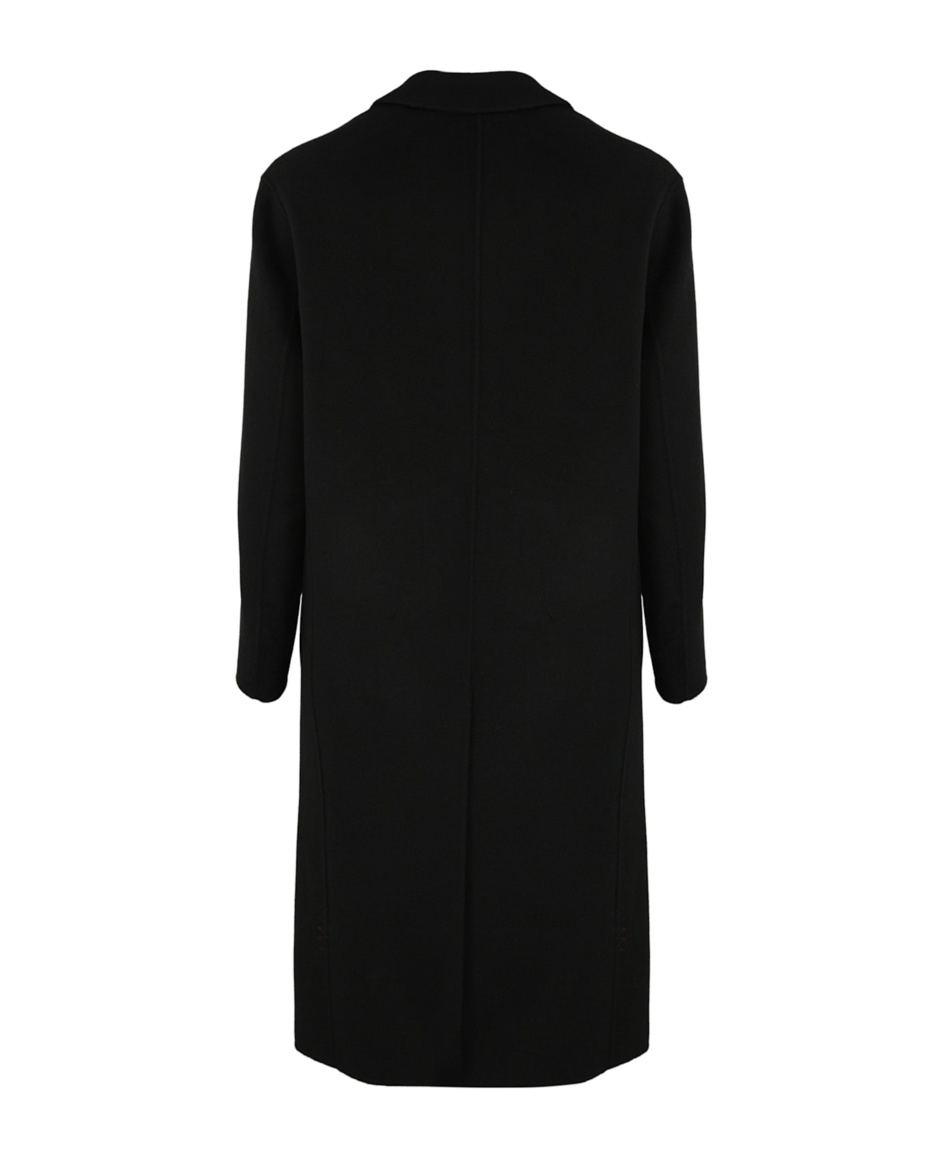 Amaranto Double-breasted Coat In Wool And Cashmere - Black