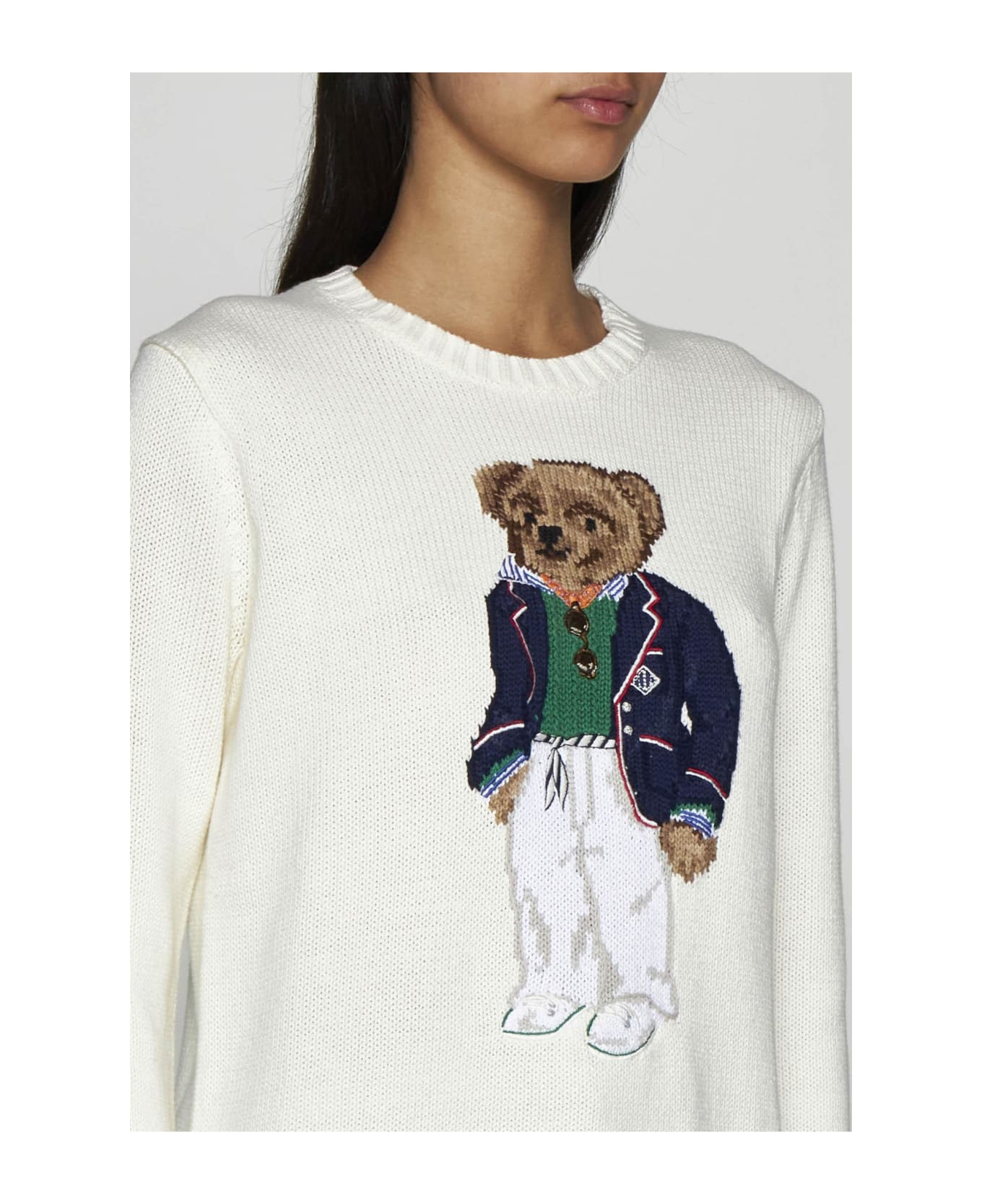 Ralph Lauren Bear Cotton Sweater - WHITE ニットウェア