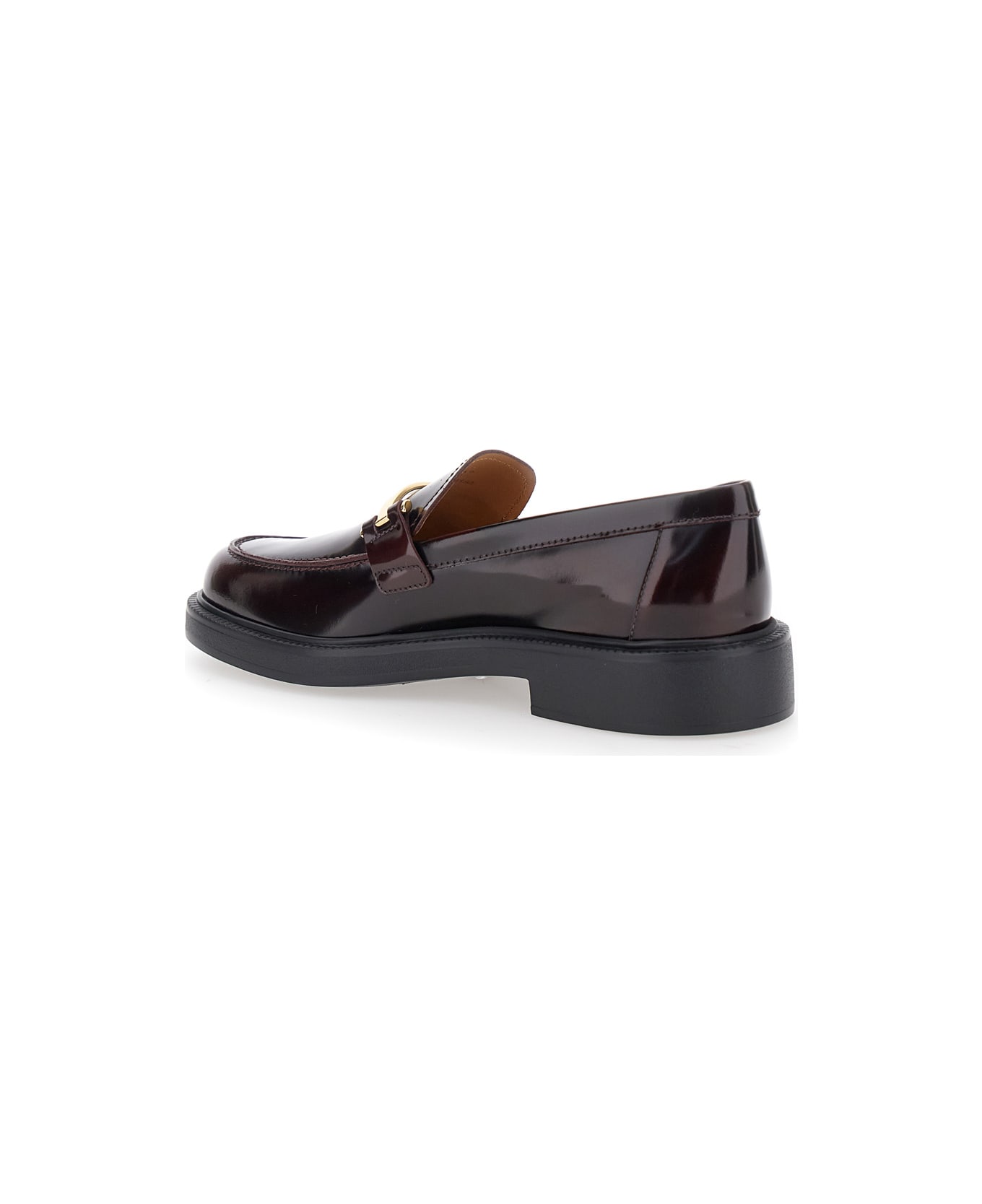 Tod's Brown Loafers With Logo Plaque In Leather Woman - Brown