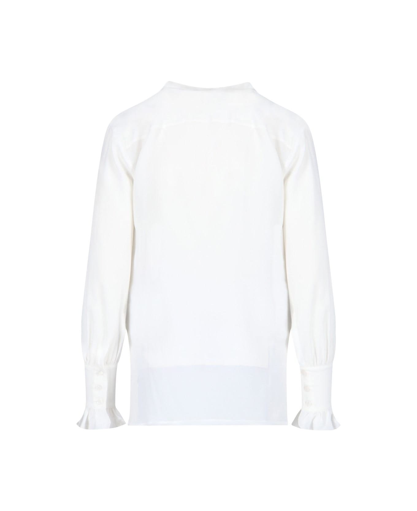 The Seafarer Shirt With Ruffles - White