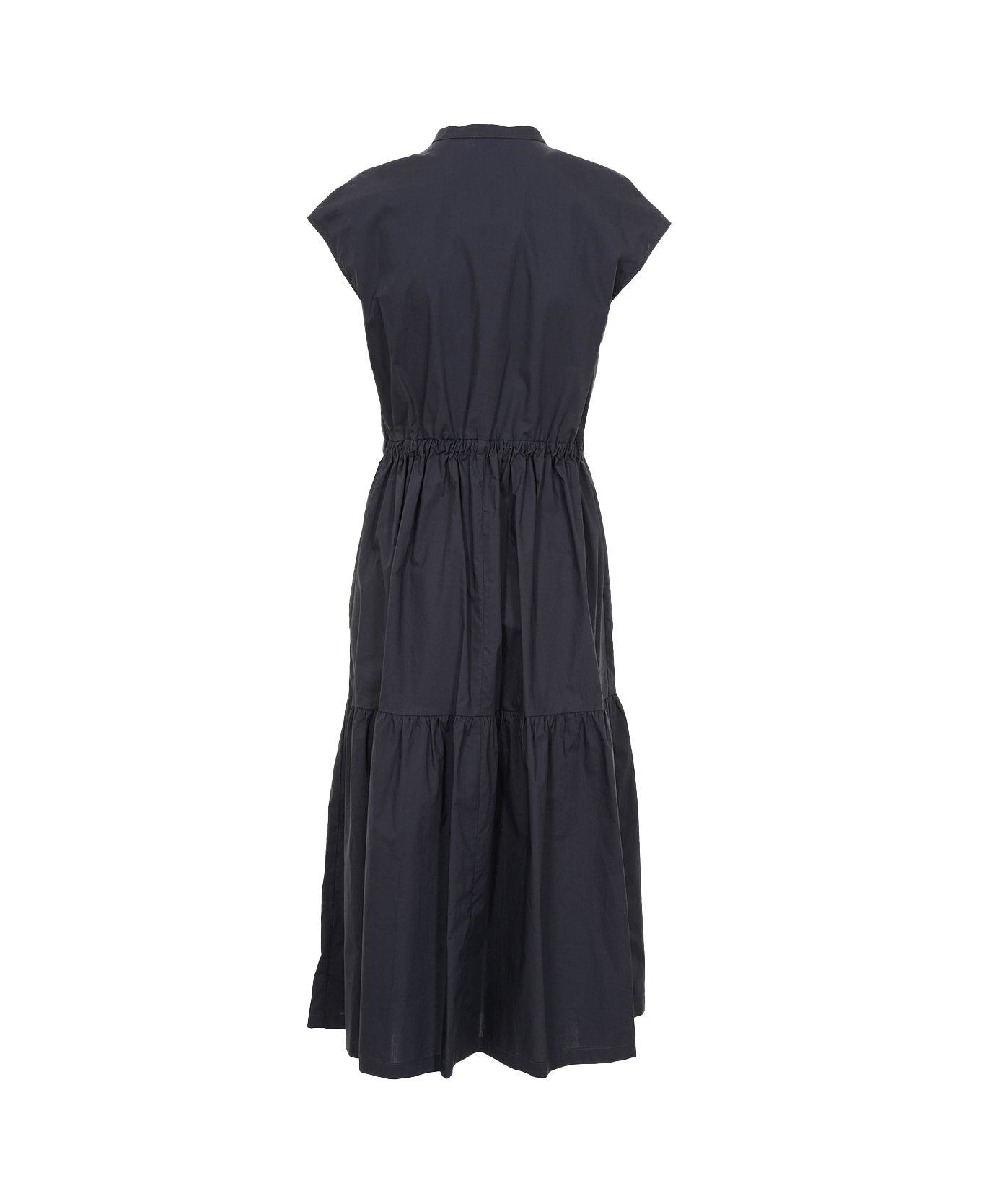 Woolrich Button Detailed Drawstring-waist Ruched Dress - Blu