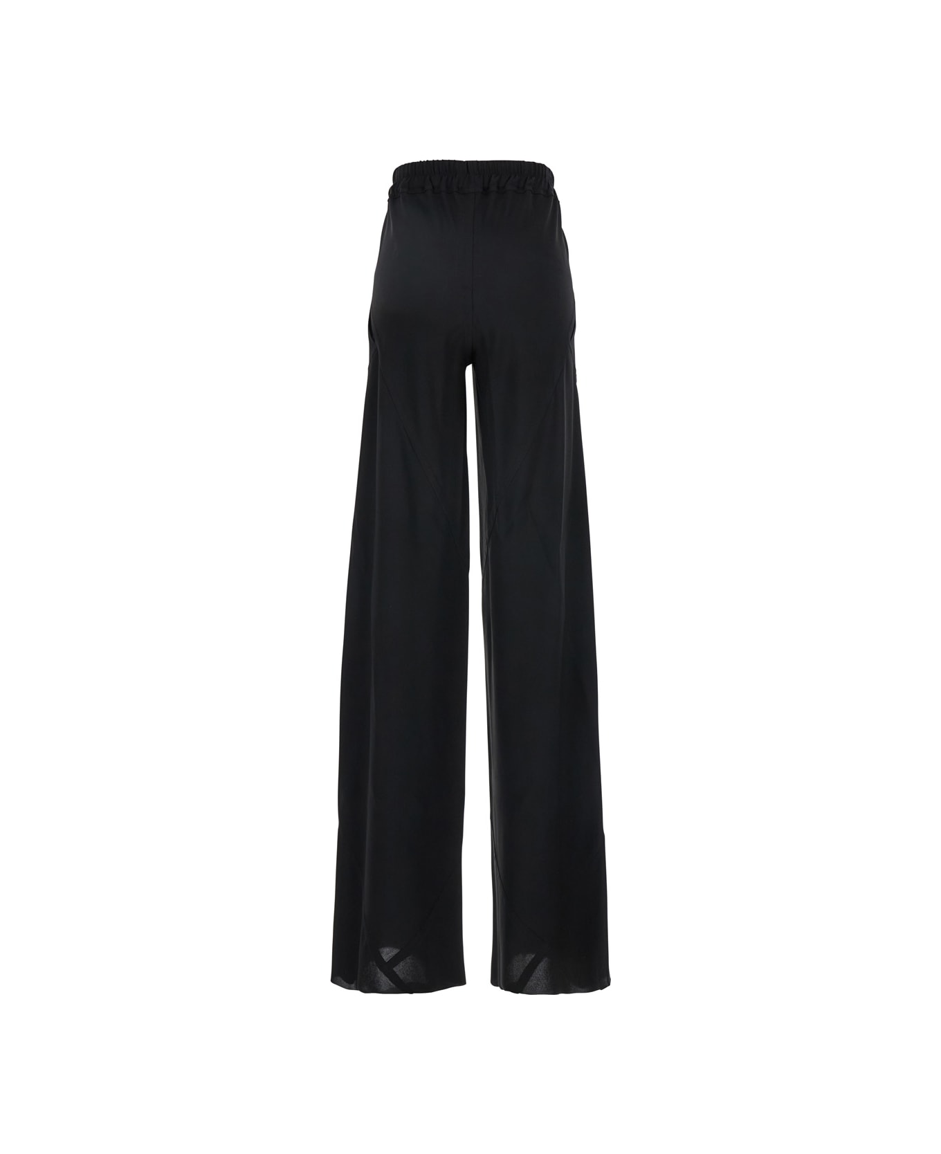 Rick Owens Black Wide Leg Pants In Tech Fabric Woman - Black