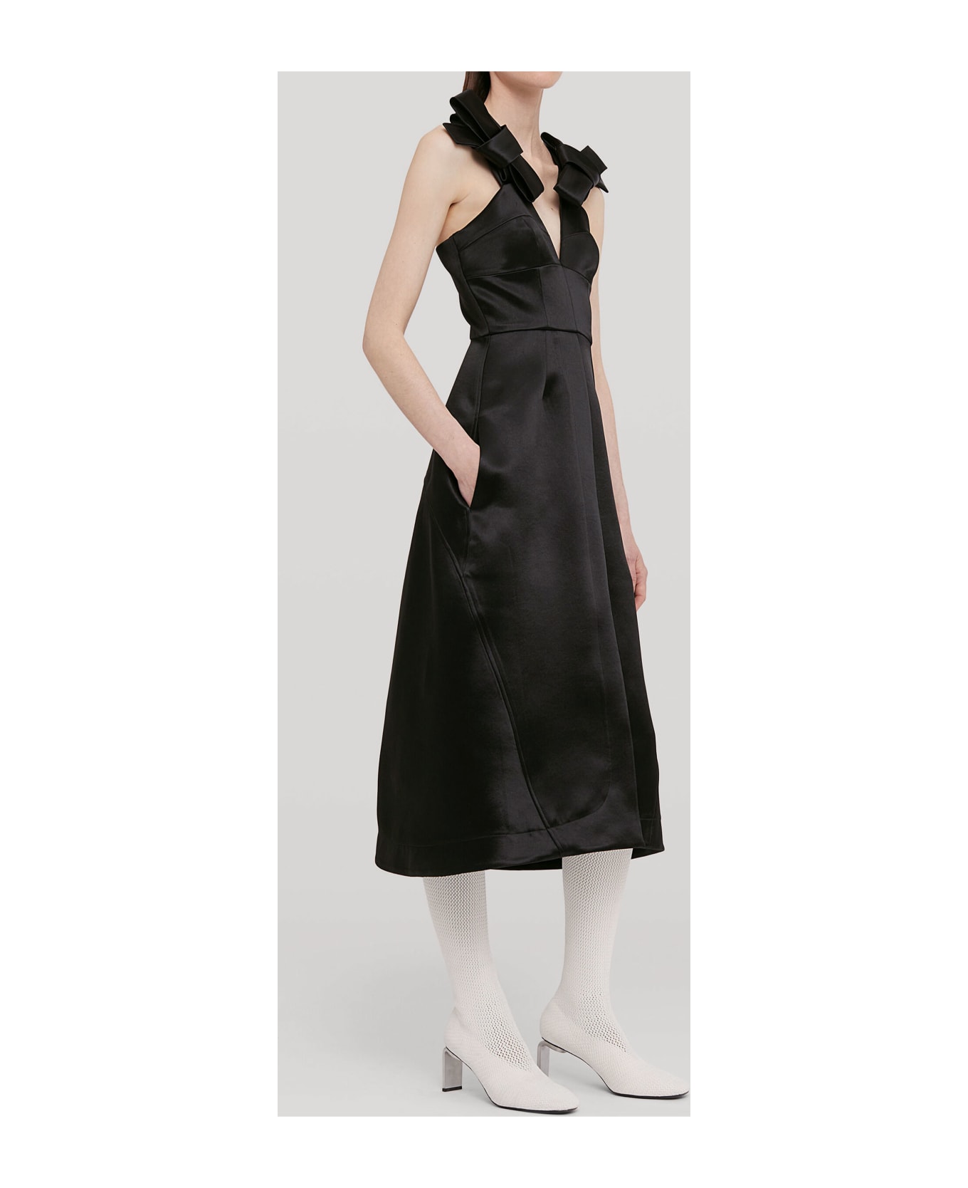 Jil Sander Black Satin Dress - BLACK ワンピース＆ドレス