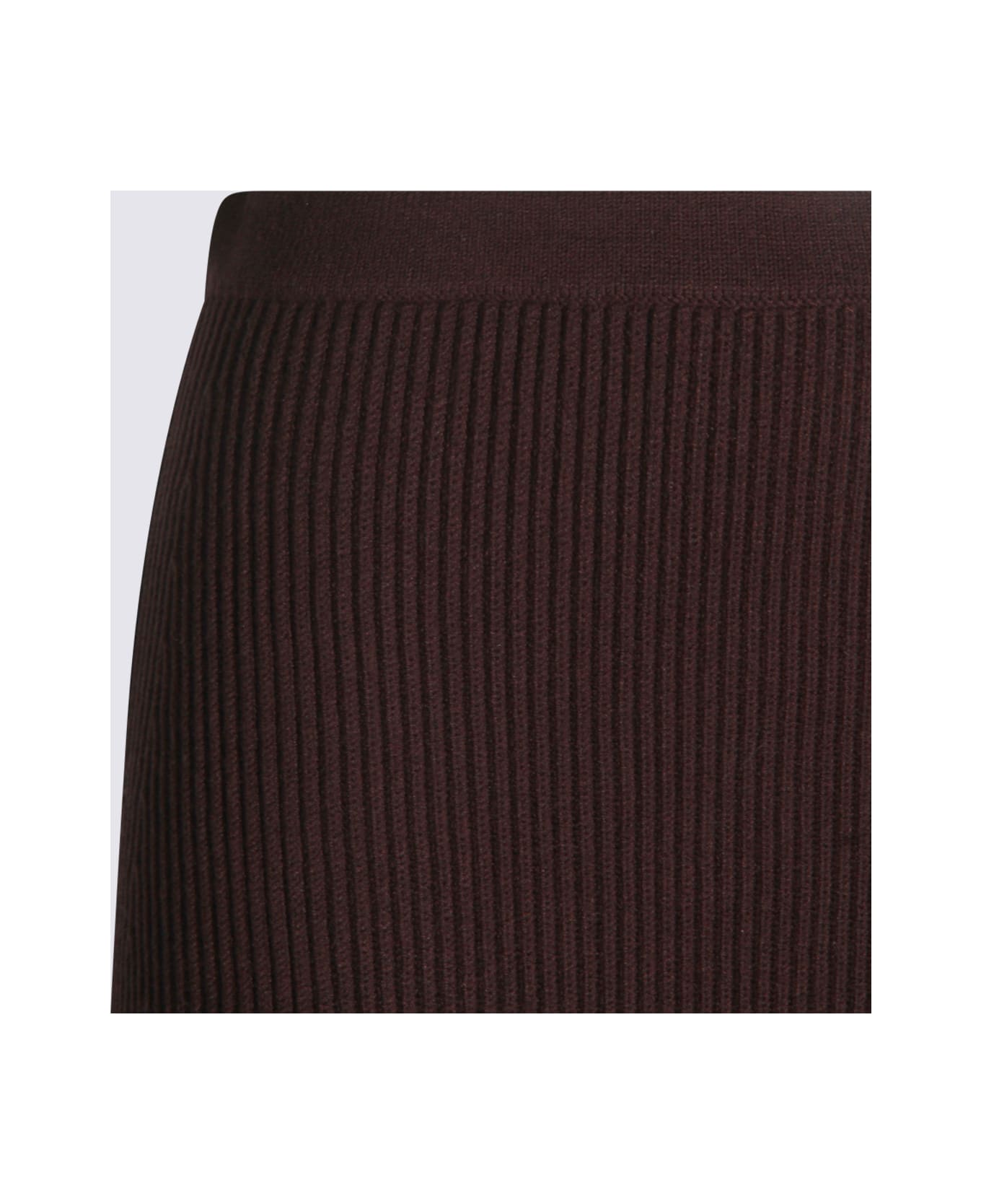 TwinSet Dark Brown Viscose Midi Skirt - BLACK CHOCOLATE