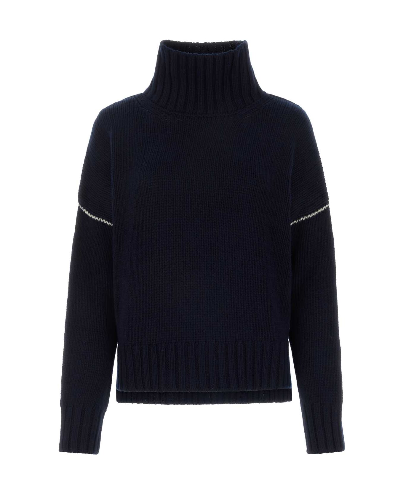 Woolrich Midnight Blue Wool Sweater - MELTONBLUE ニットウェア