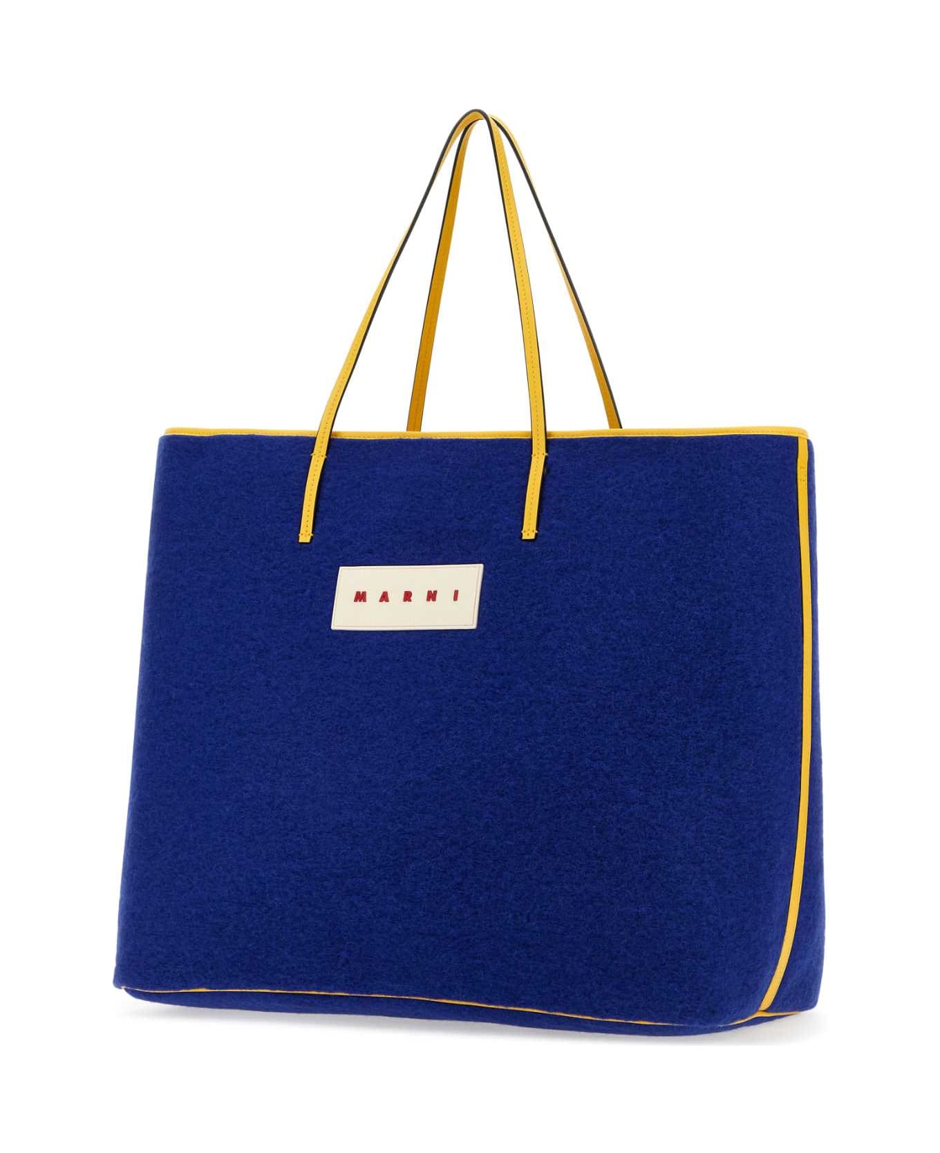 Marni Blue Felt Medium Janus Shopping Bag - ROYAL トートバッグ