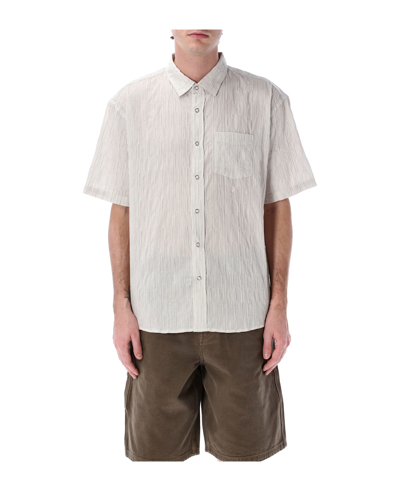 Stussy Wavy Stripe Shirt - WHITE / NATURAL STRIPES