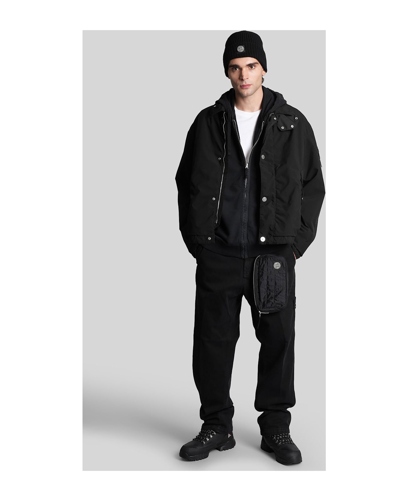 Stone Island Casual Jacket In Black Polyester - black