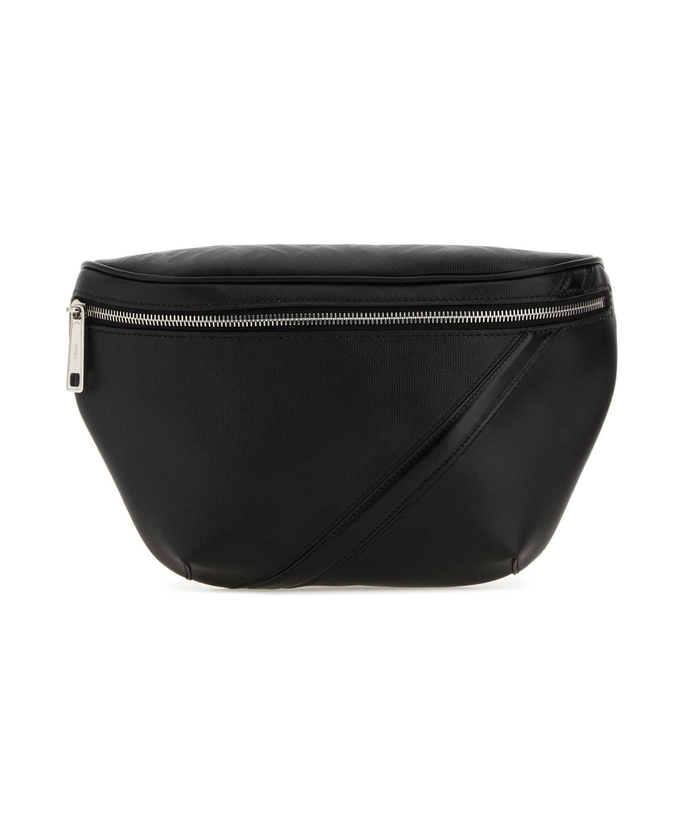 Fendi Black Leather And Fabric Belt Bag - NEROPALLADIO