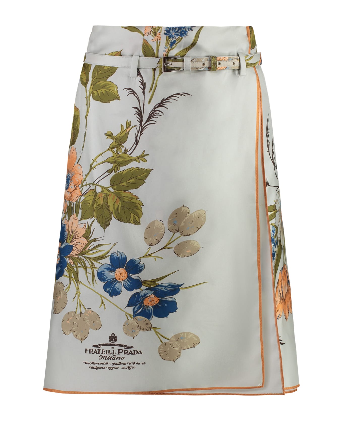 Prada Printed Silk Skirt - green