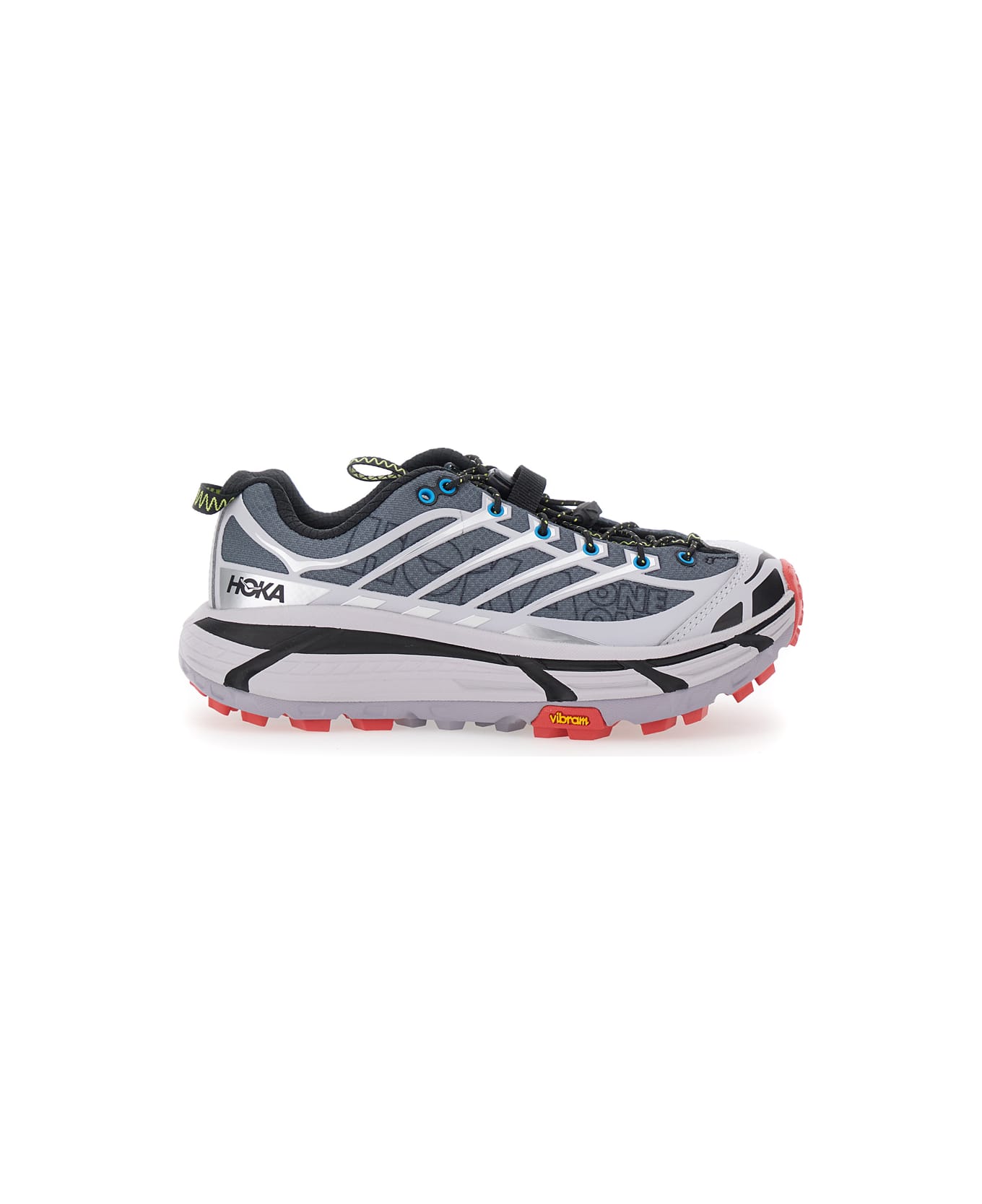 Hoka 'mafate' Grey Sneakers With Insert Design And Drawstring Closure In Synthetic Fiber Unisex - Grey