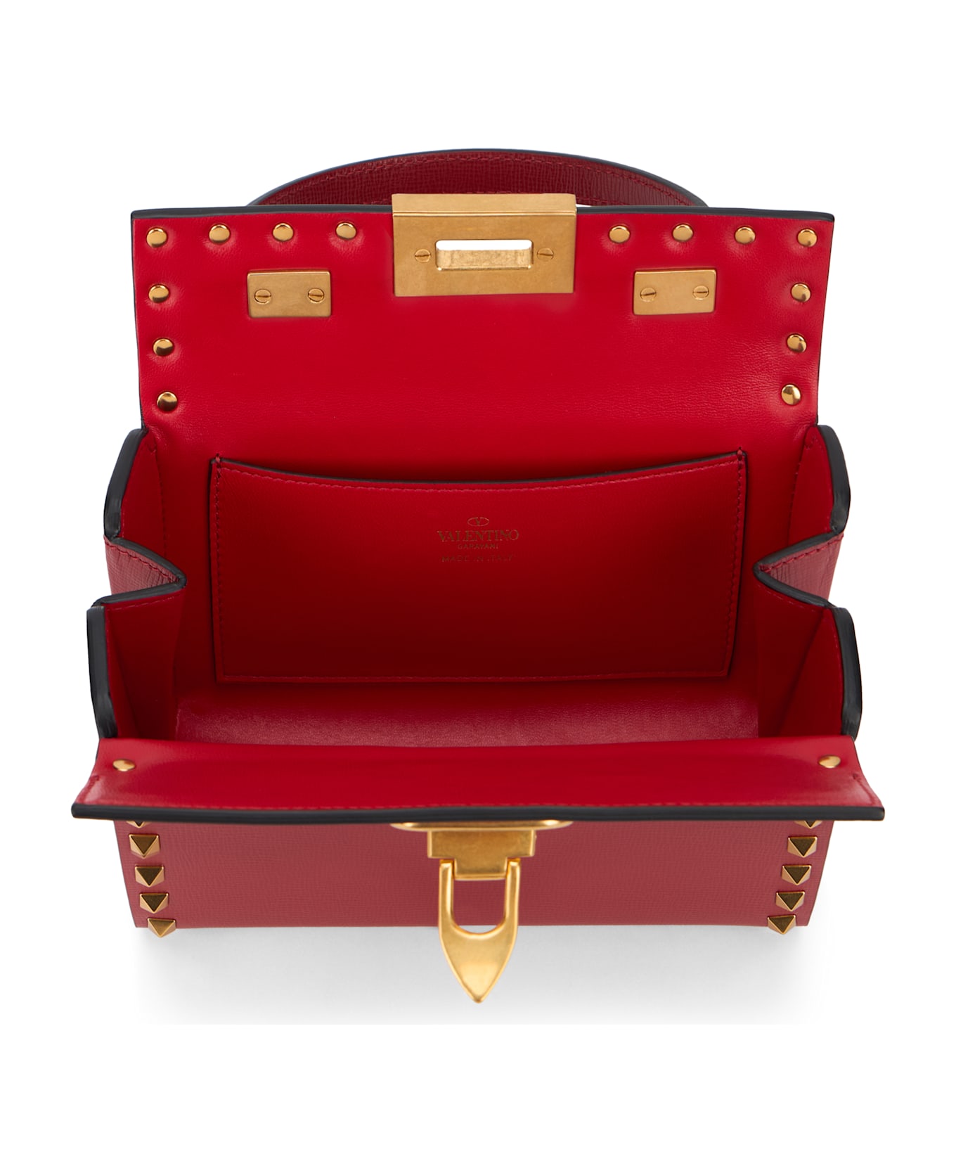 Valentino Garavani Bordeaux Leather Bag With Elegant Studs - Burgundy