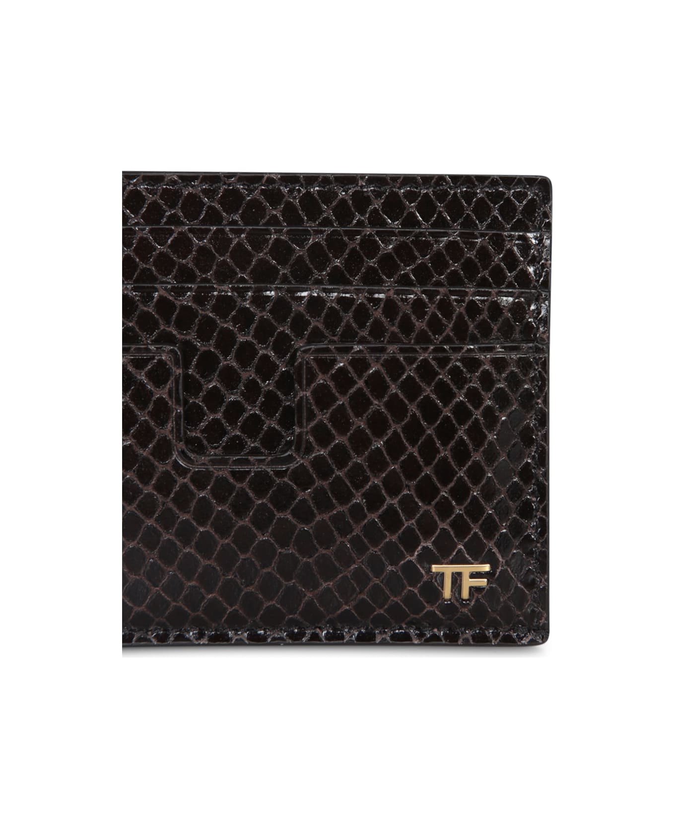 Tom Ford Brown Python Card Holder - Brown