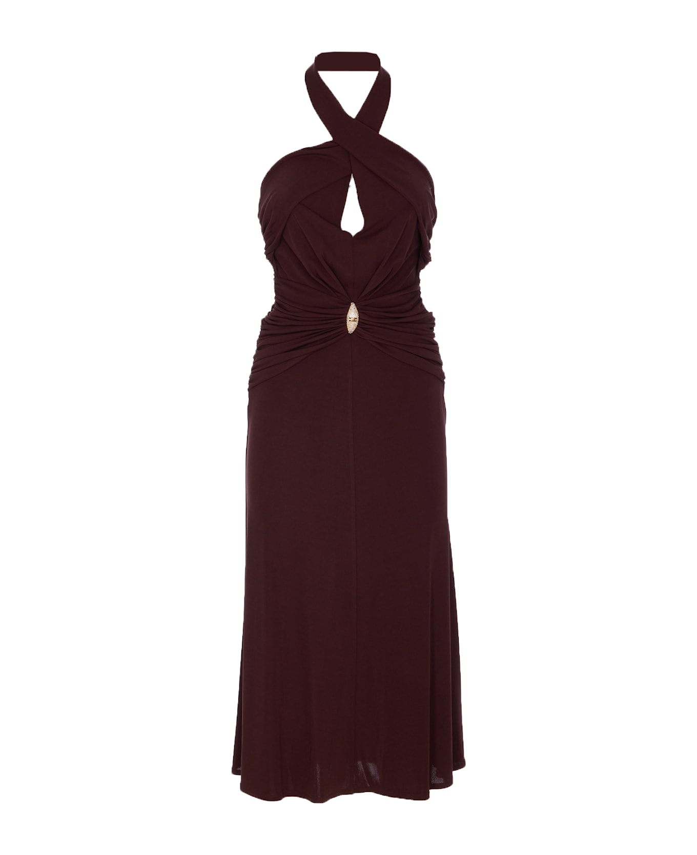 Elisabetta Franchi Ruffled Dress - Brown
