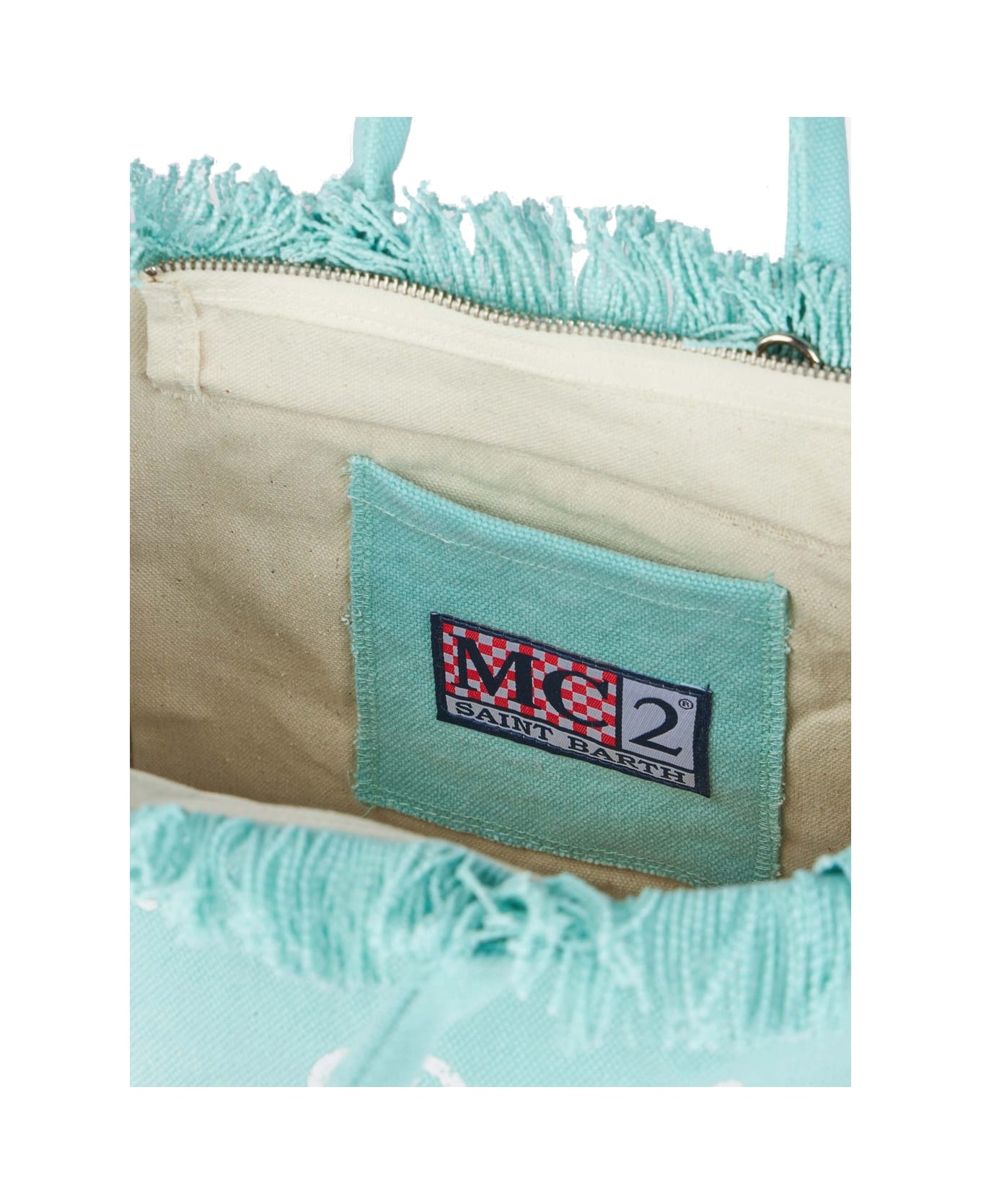 MC2 Saint Barth 
colette
 Light Blue Handbag With Adjustable And Removable Shoulder Strap And Logo Lettering On The Front In Linen Girl - Light blue