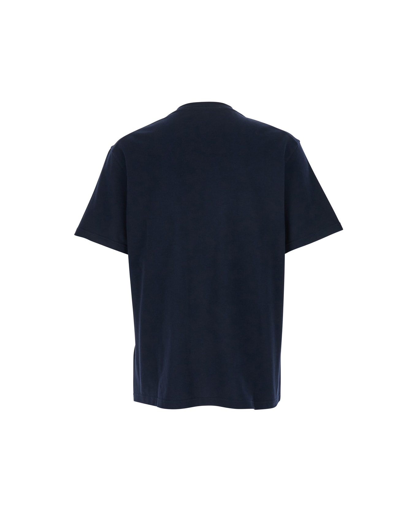 Jil Sander Blue Crewneck T-shirt With Logo Lettering On The Front In Cotton Man - Blu