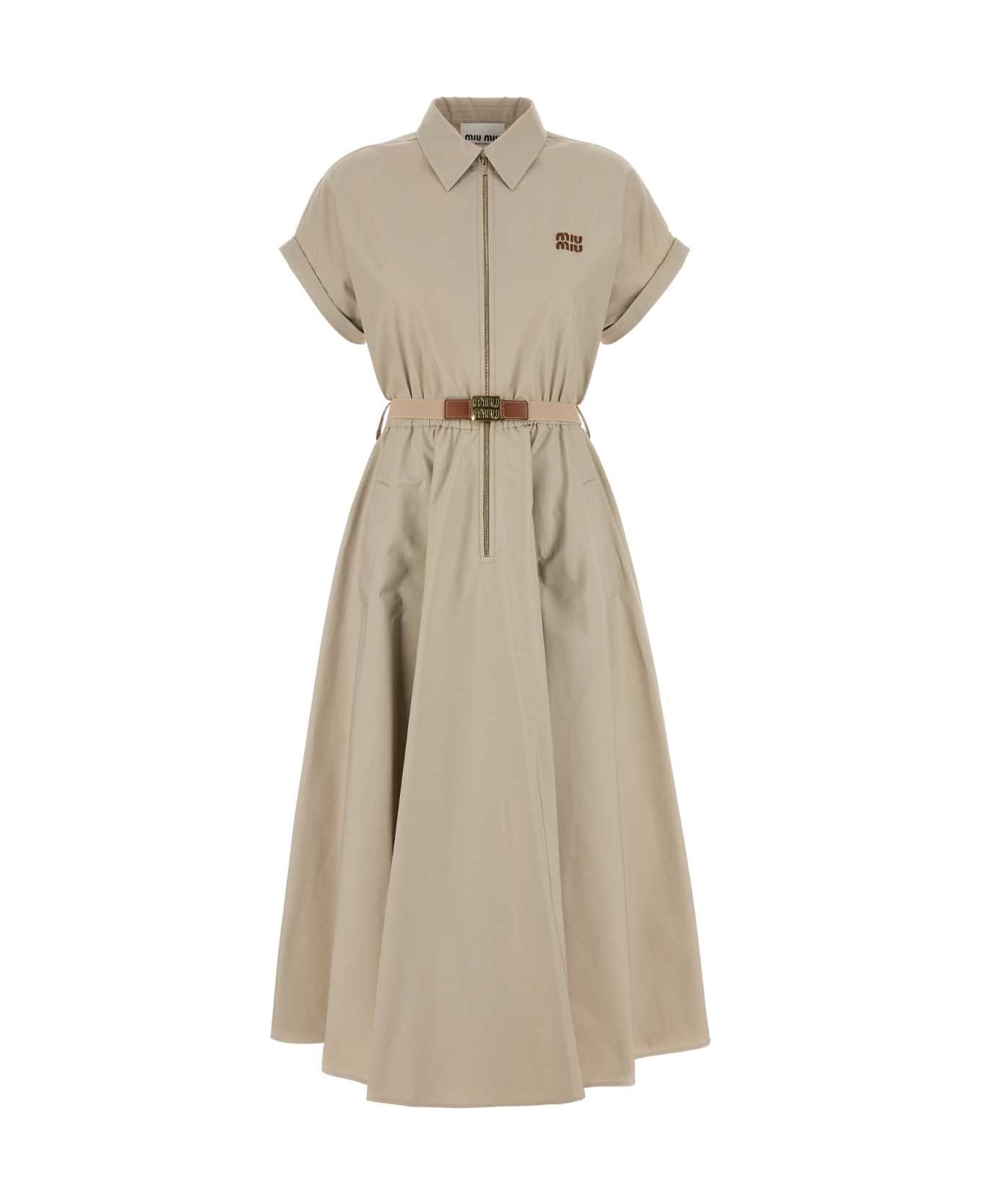 Miu Miu Cappuccino Cotto Blend Shirt Dress - CALCE