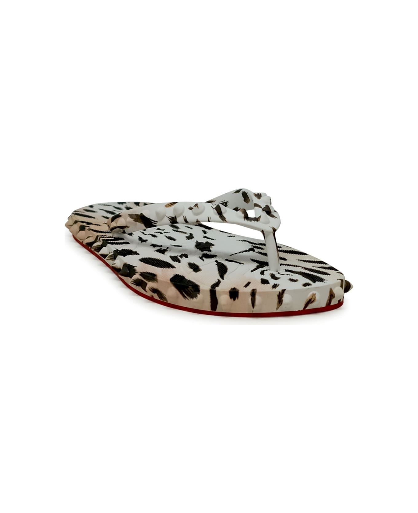 Christian Louboutin Vintage Rose Rubber Super Loubi Flat Flip Thongs - PINK