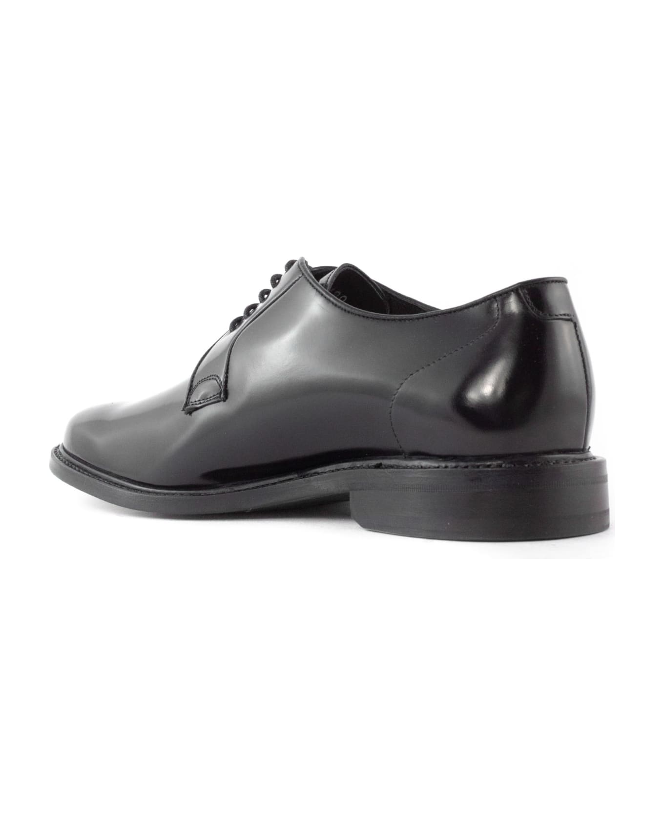 Berwick 1707 Black Patent Leather Derby Shoes - Black
