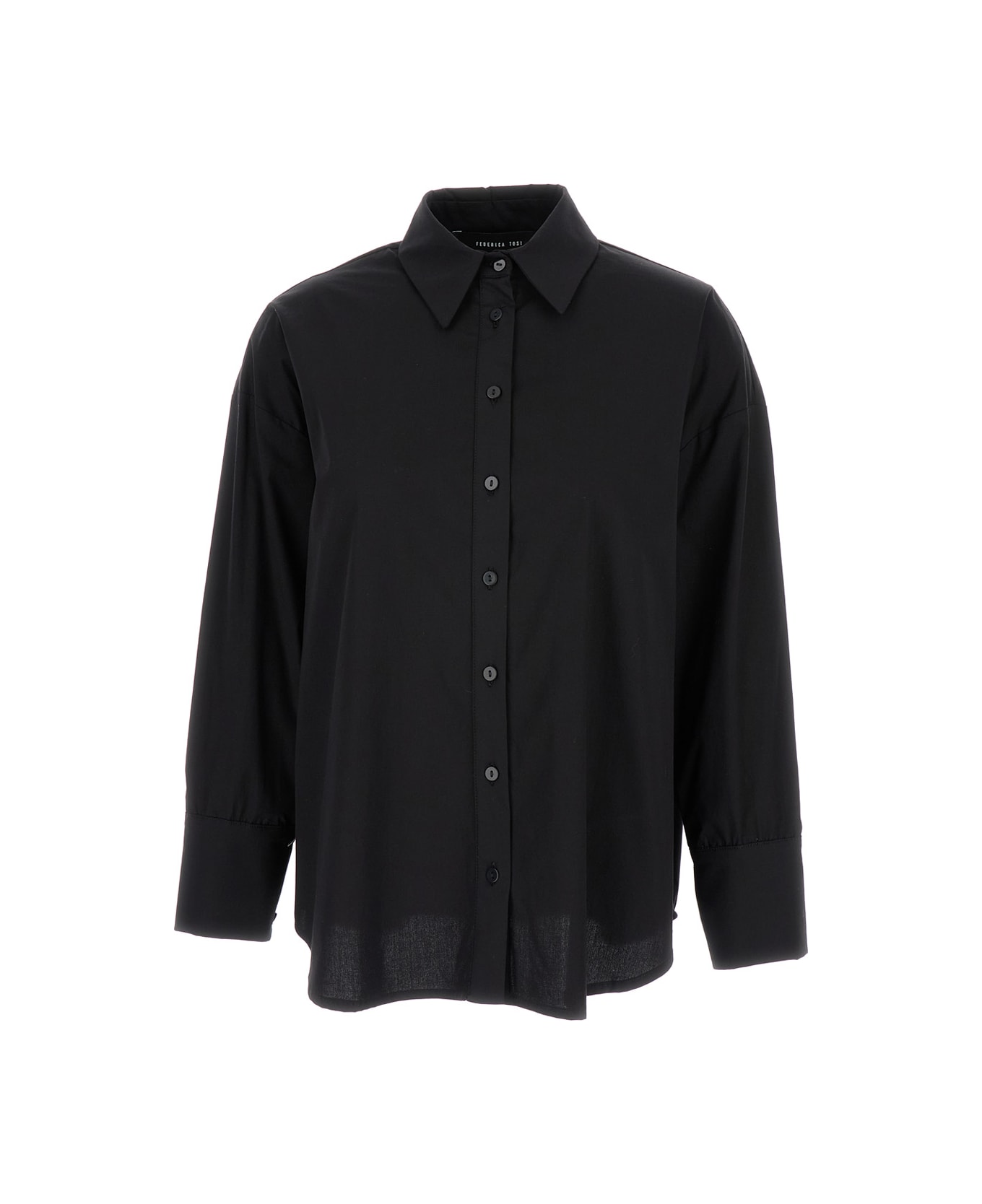 Federica Tosi Black Long Sleeves Shirt In Cotton Blend Woman - Black シャツ