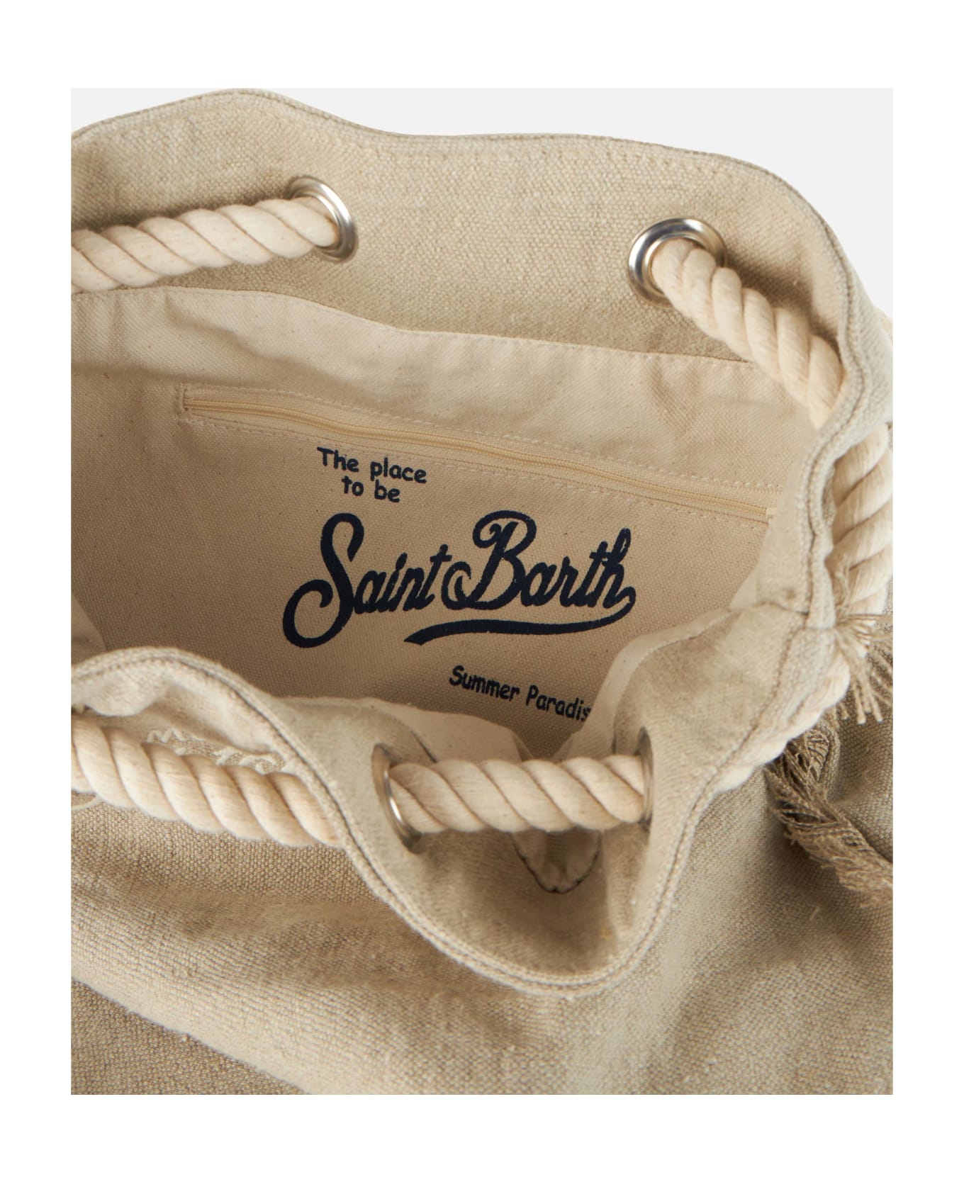 MC2 Saint Barth Beige Boat Linen Backpack - BEIGE