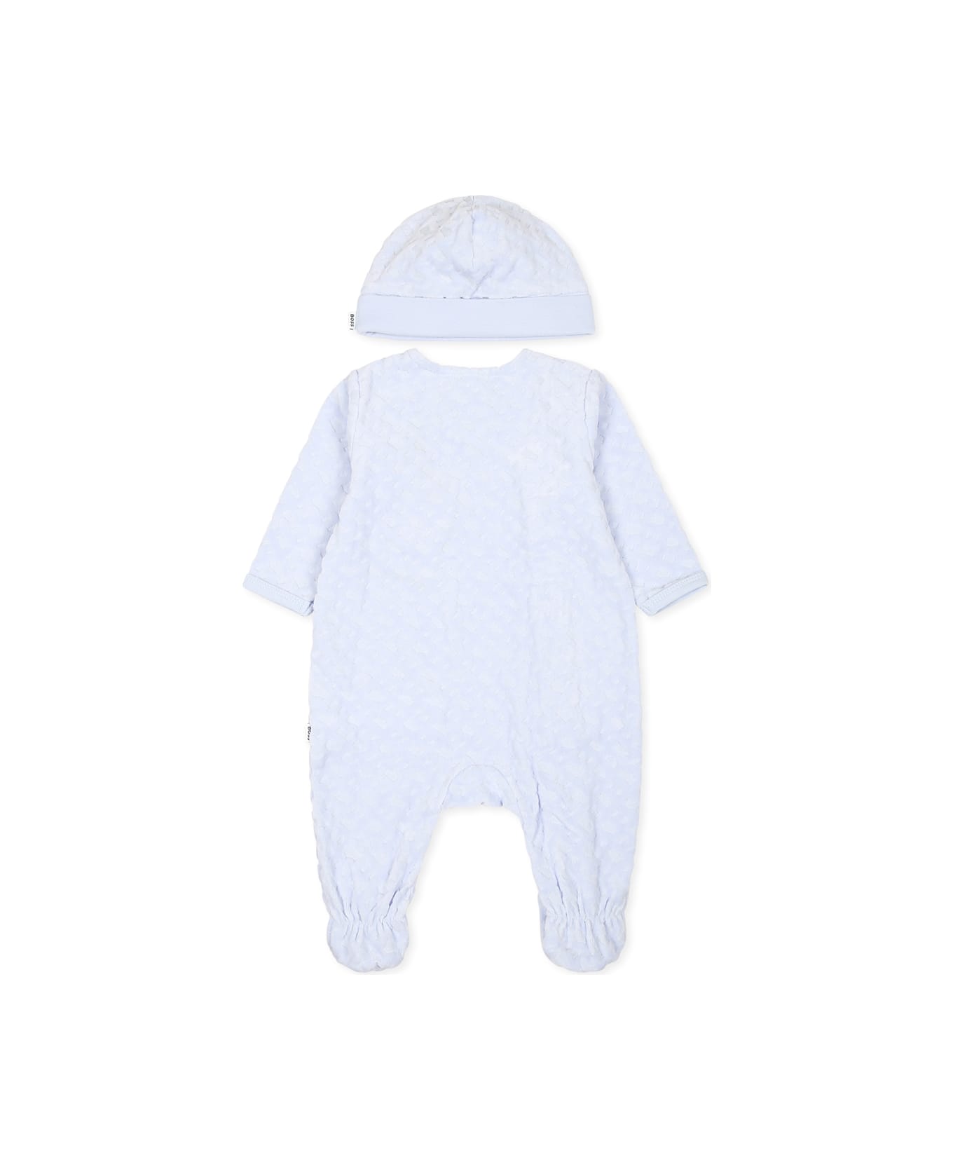 Hugo Boss Light Blue Babygrow Set For Baby Boy With Monogram - Light Blue