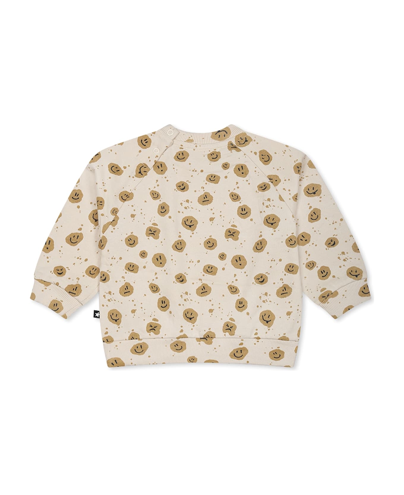 Molo Ivory Sweatshirt For Babykids With Smile - Ivory