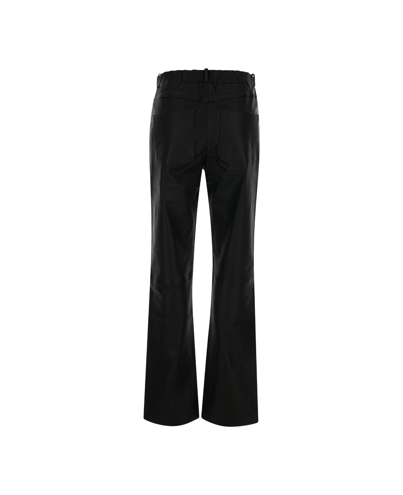 ARMA Black Wide Trousers In Leather Woman - Black ボトムス