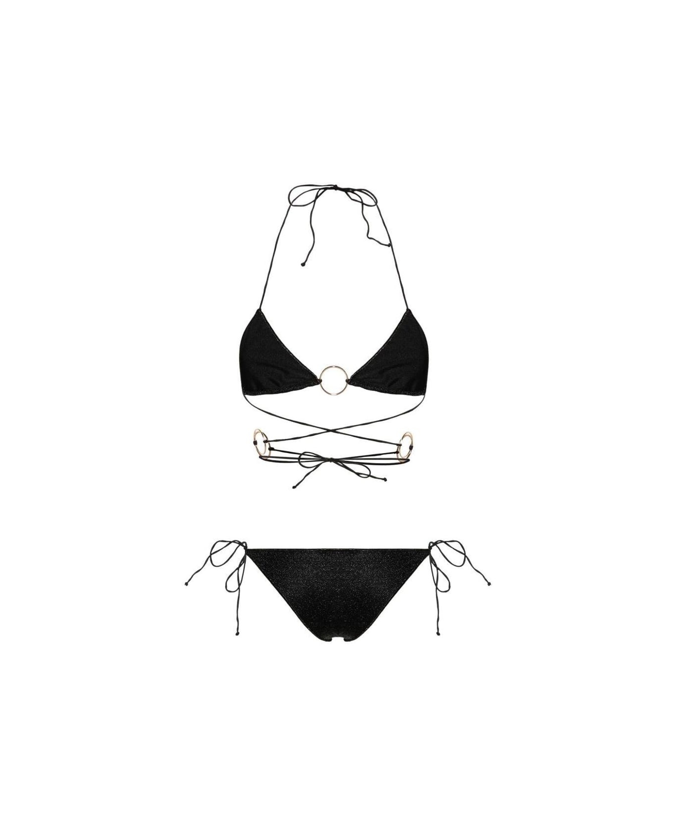Oseree Strap Detailed Two-piece Bikini Suit - BLACK