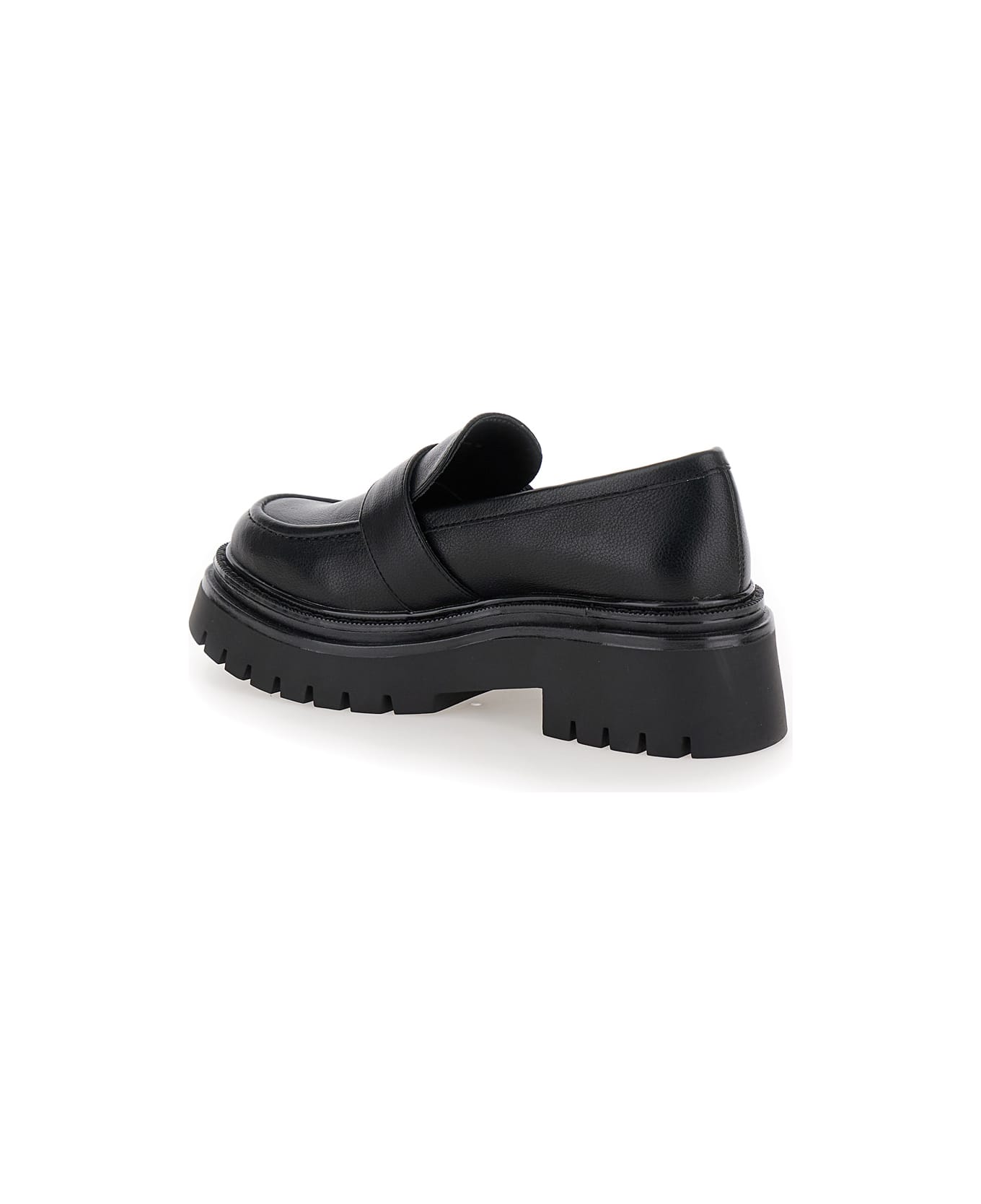 TwinSet Black Loafers With Platform And Logo In Leather Woman - Black