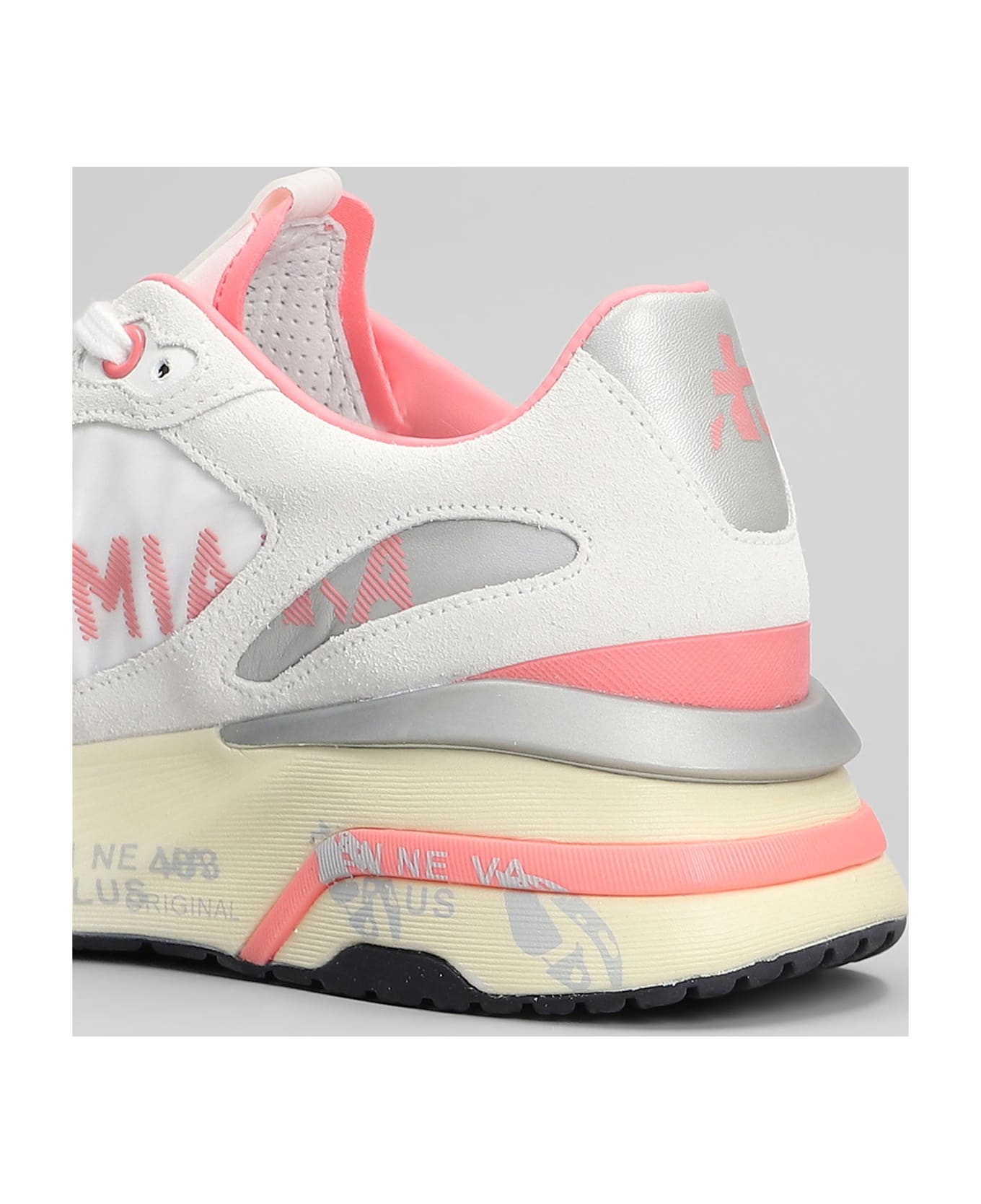 Premiata Moerun Sneakers In White Suede And Fabric - white