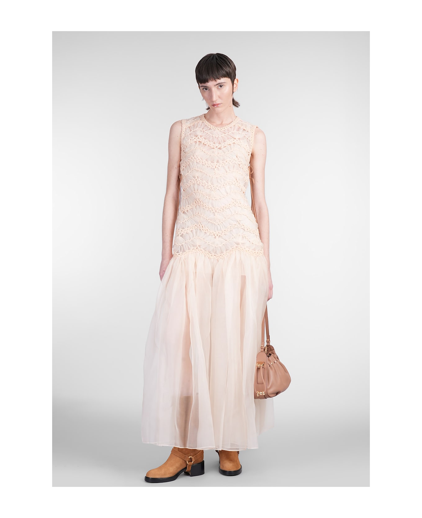 Zimmermann Long Dress In Beige Silk - beige