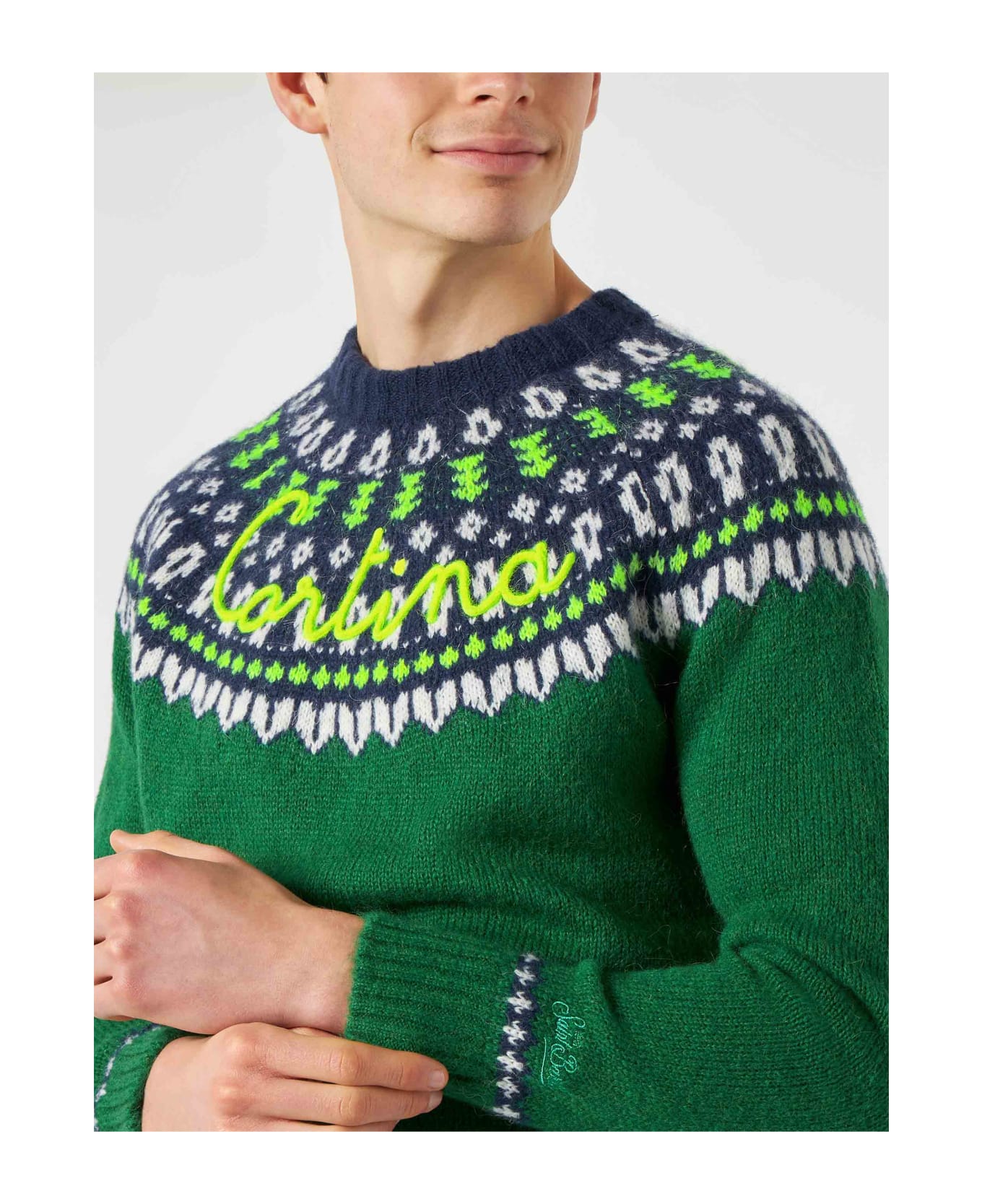 MC2 Saint Barth Man Brushed Sweater With Icelandic Jacquard