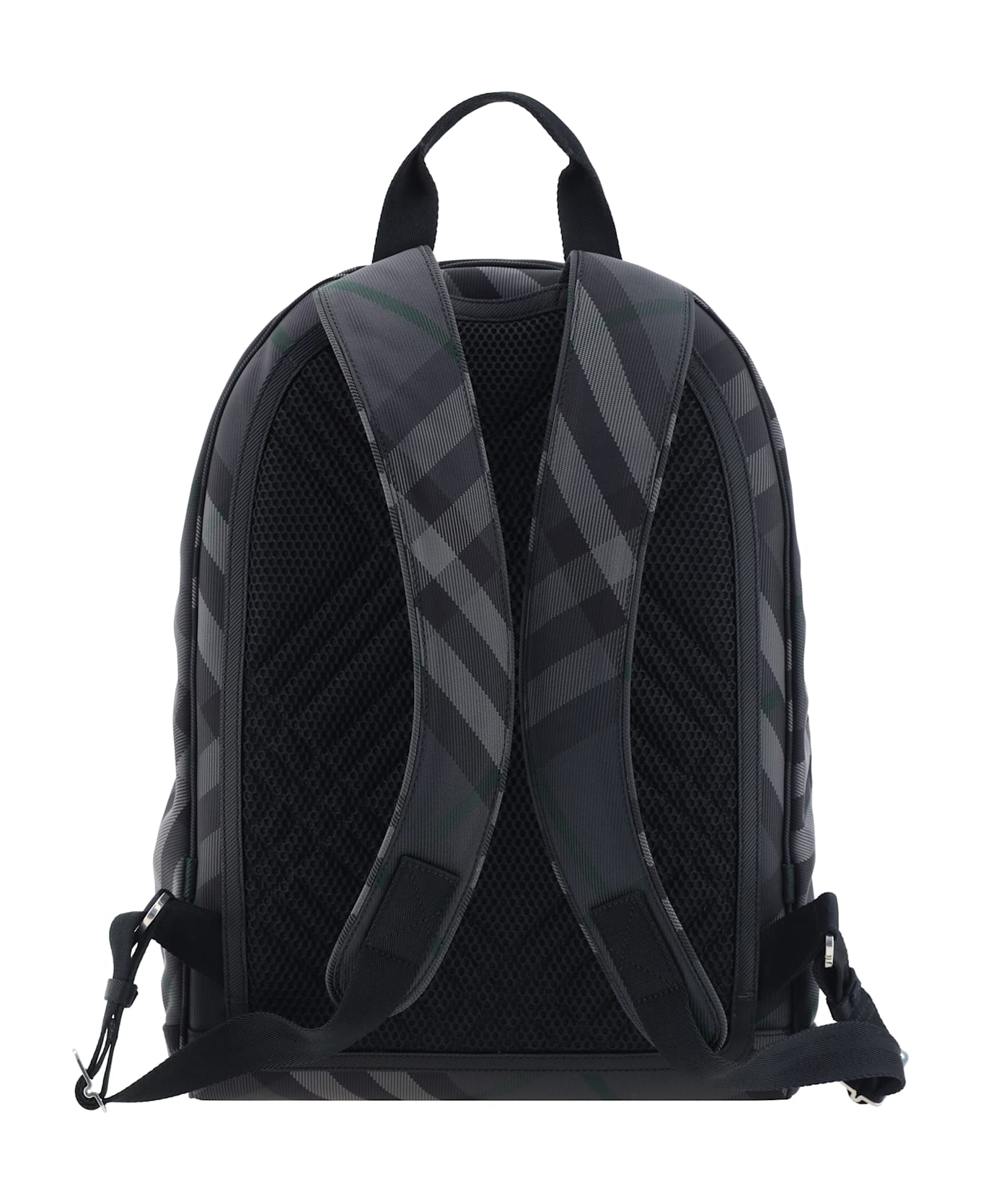 Burberry Printed Nylon Blend Grid Backpack - CHARCOAL