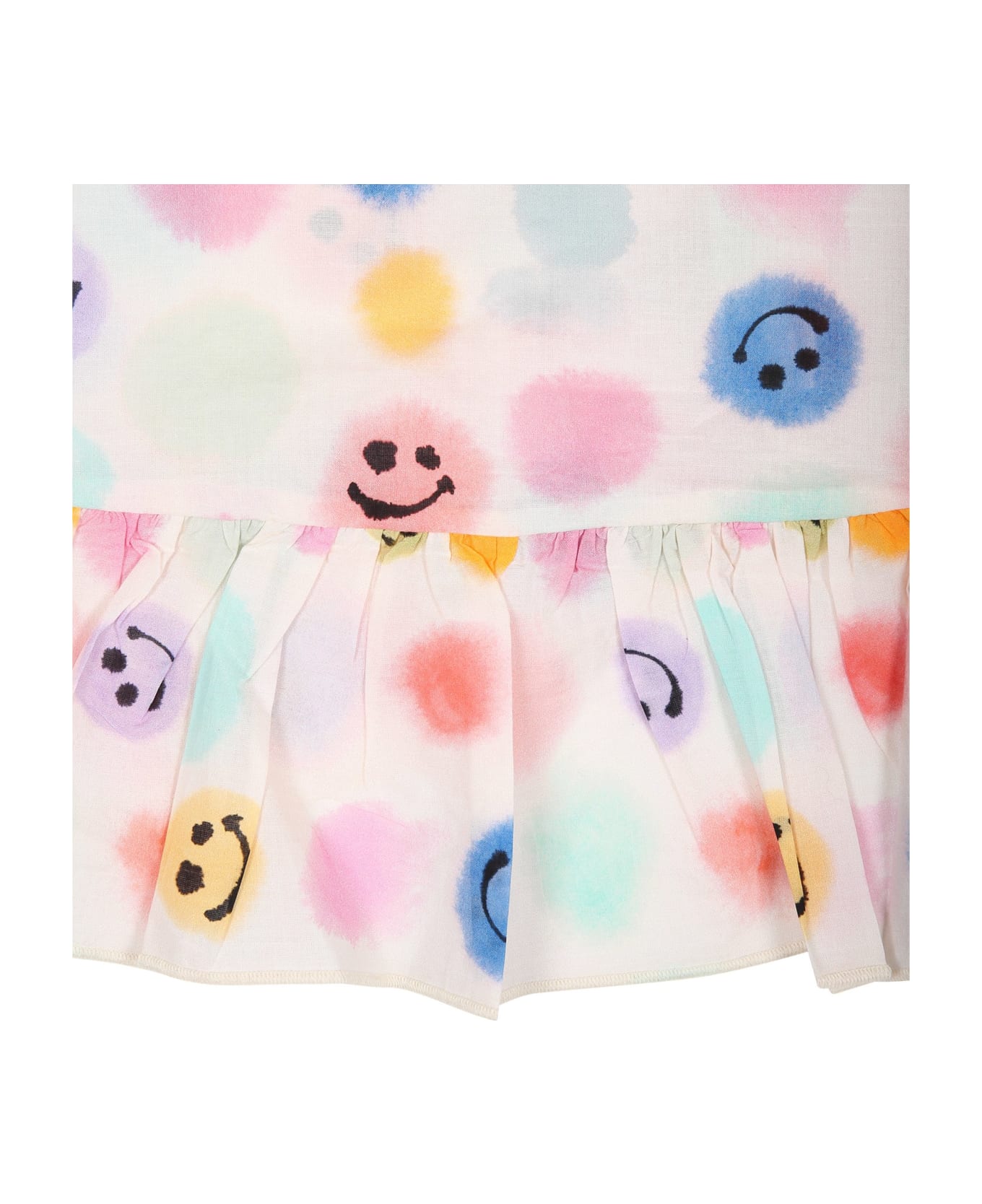 Molo White Beach Cover-up For Girl With Smiley - Multicolor