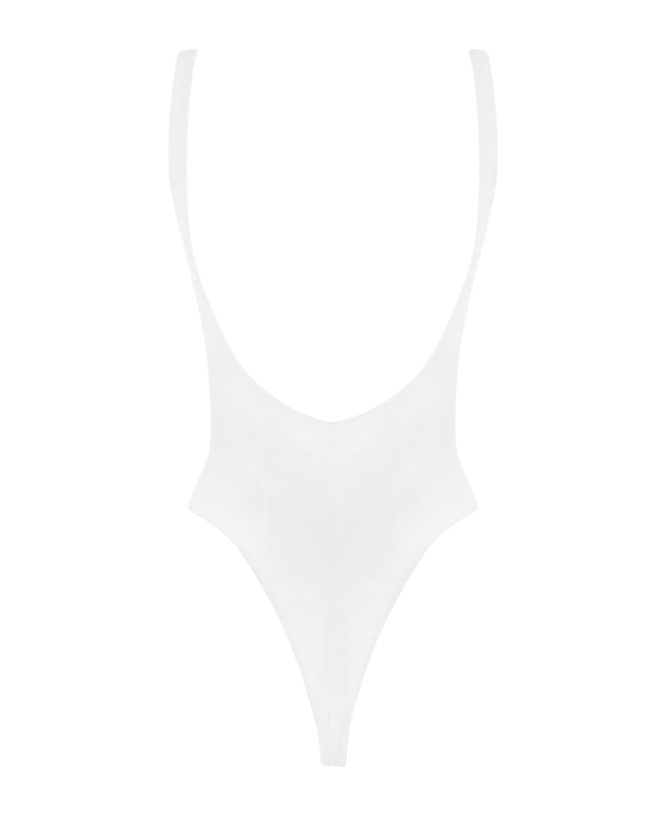 Elisabetta Franchi One-piece Swimsuit In Lycra And Rhinestone Logo - White