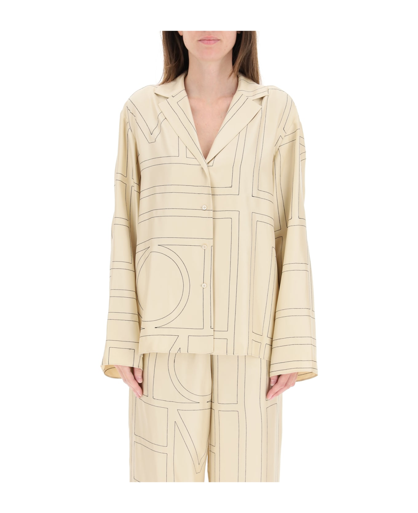 Totême Silk Twill Pajama Shirt - Beige