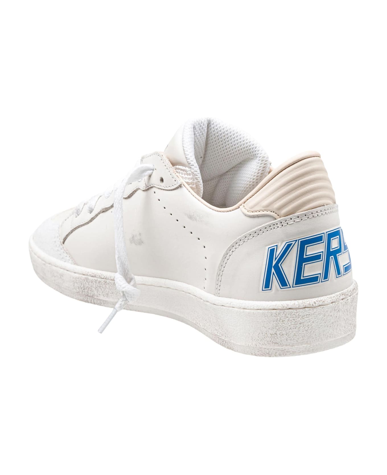 Golden Goose Ballstar Sneakers In White Leather With Bluette Star - White/Bluette