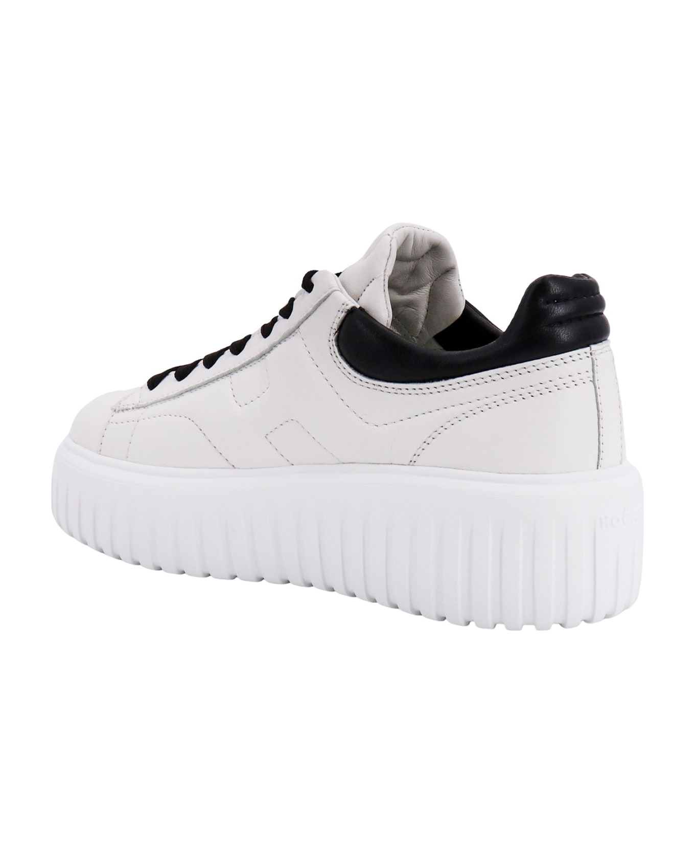 Hogan H-stripes Leather Sneakers With Contrasting Detail - White