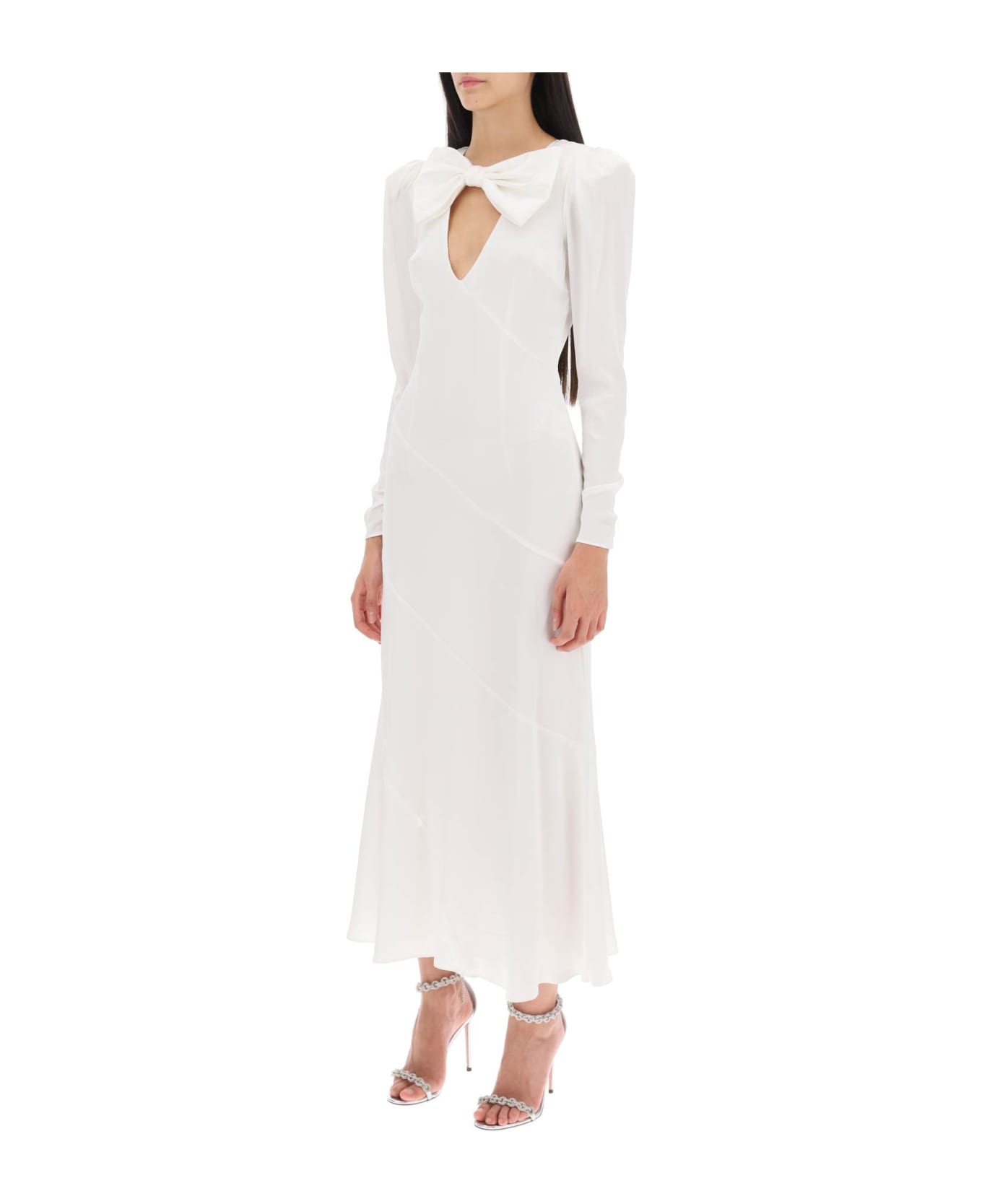 Alessandra Rich Long Dress In Silk Satin - WHITE (White)