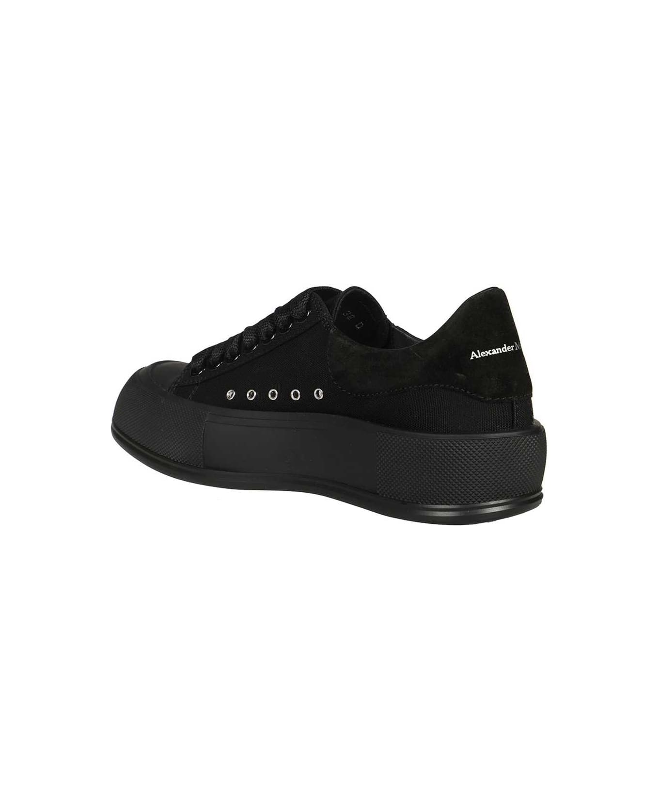 Alexander McQueen Deck Plimsoll Canvas Sneakers - black