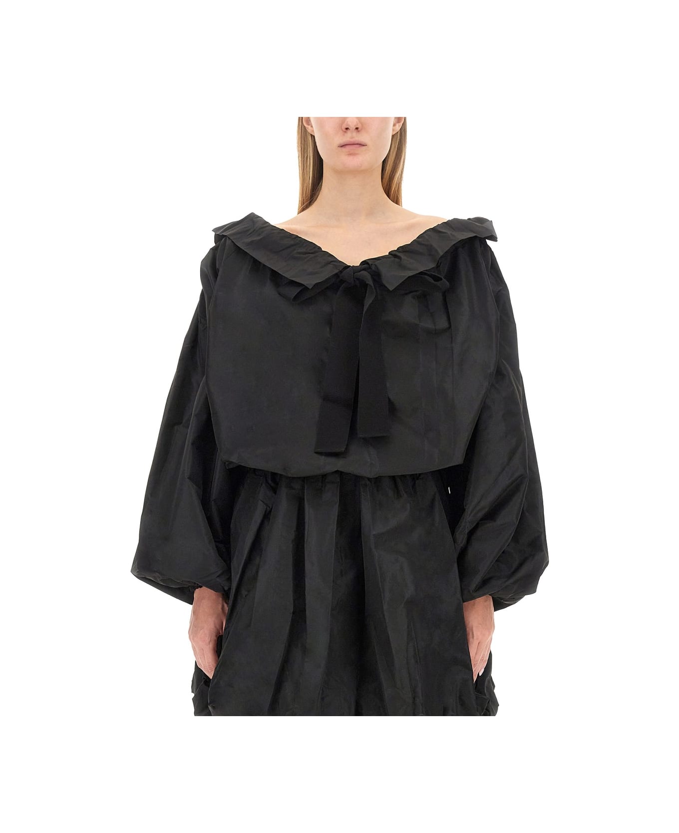 Patou Top With Balloon Sleeves - BLACK