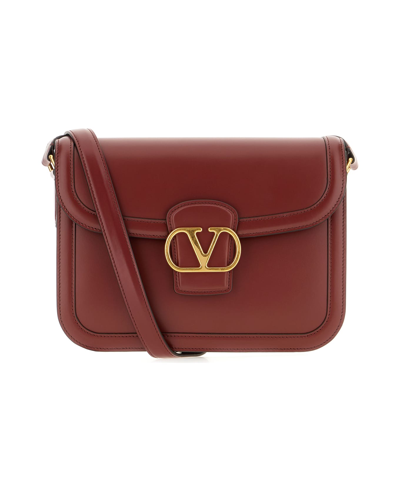 Valentino Garavani Burgundy Leather 9to5 Crossbody Bag - RED