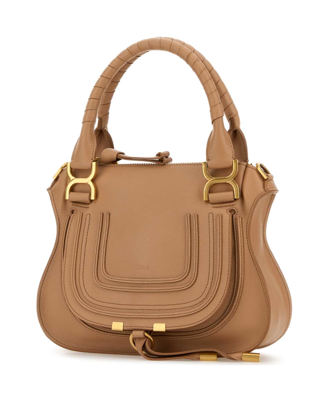 Chloé Peach Leather Small Marcie Handbag - LIGHTTAN