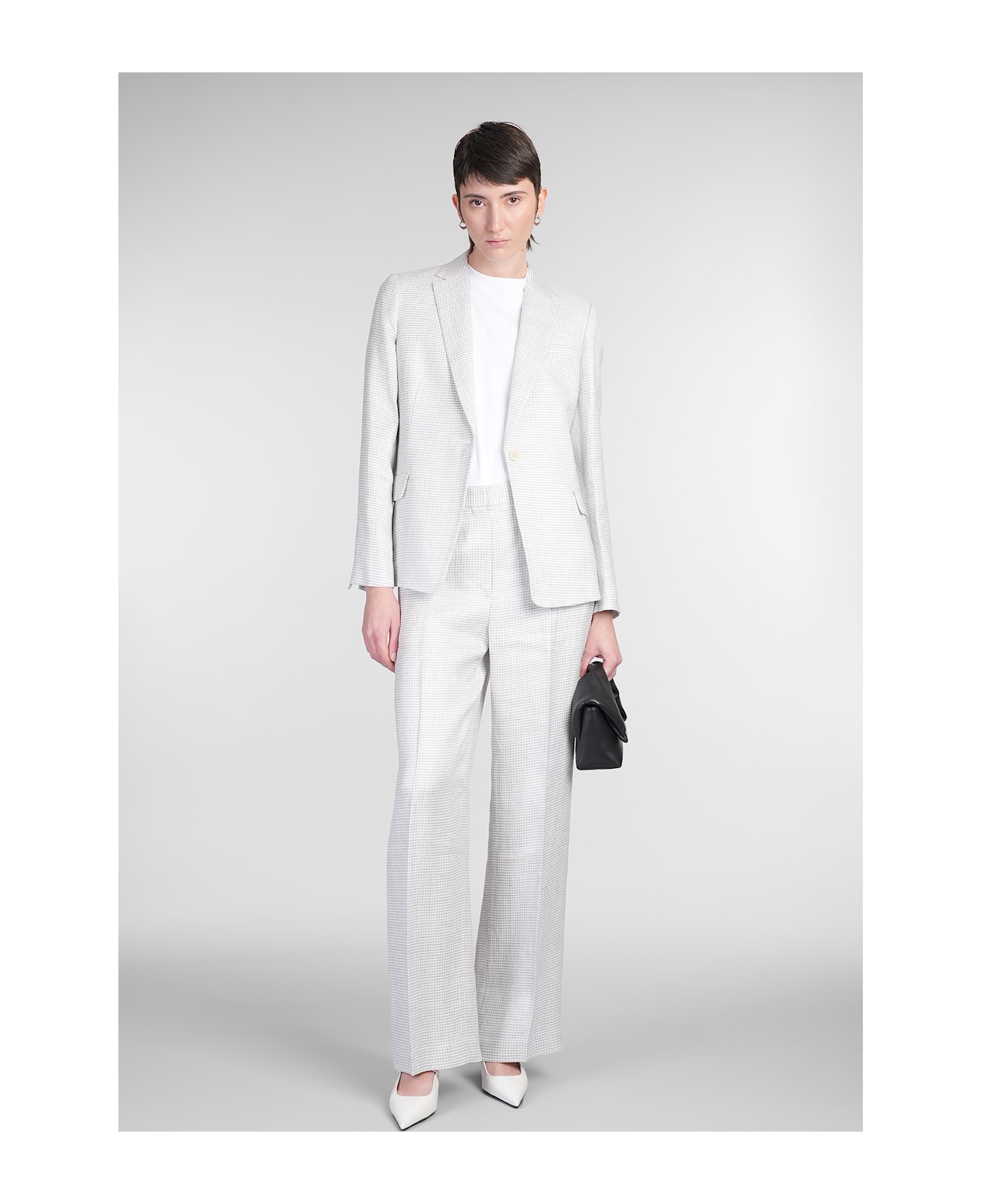 Theory Pants In Grey Linen - grey