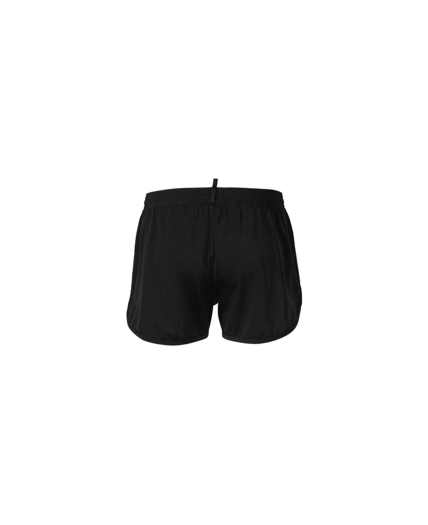Dsquared2 Logo Printed Drawstring Swim Shorts - Black
