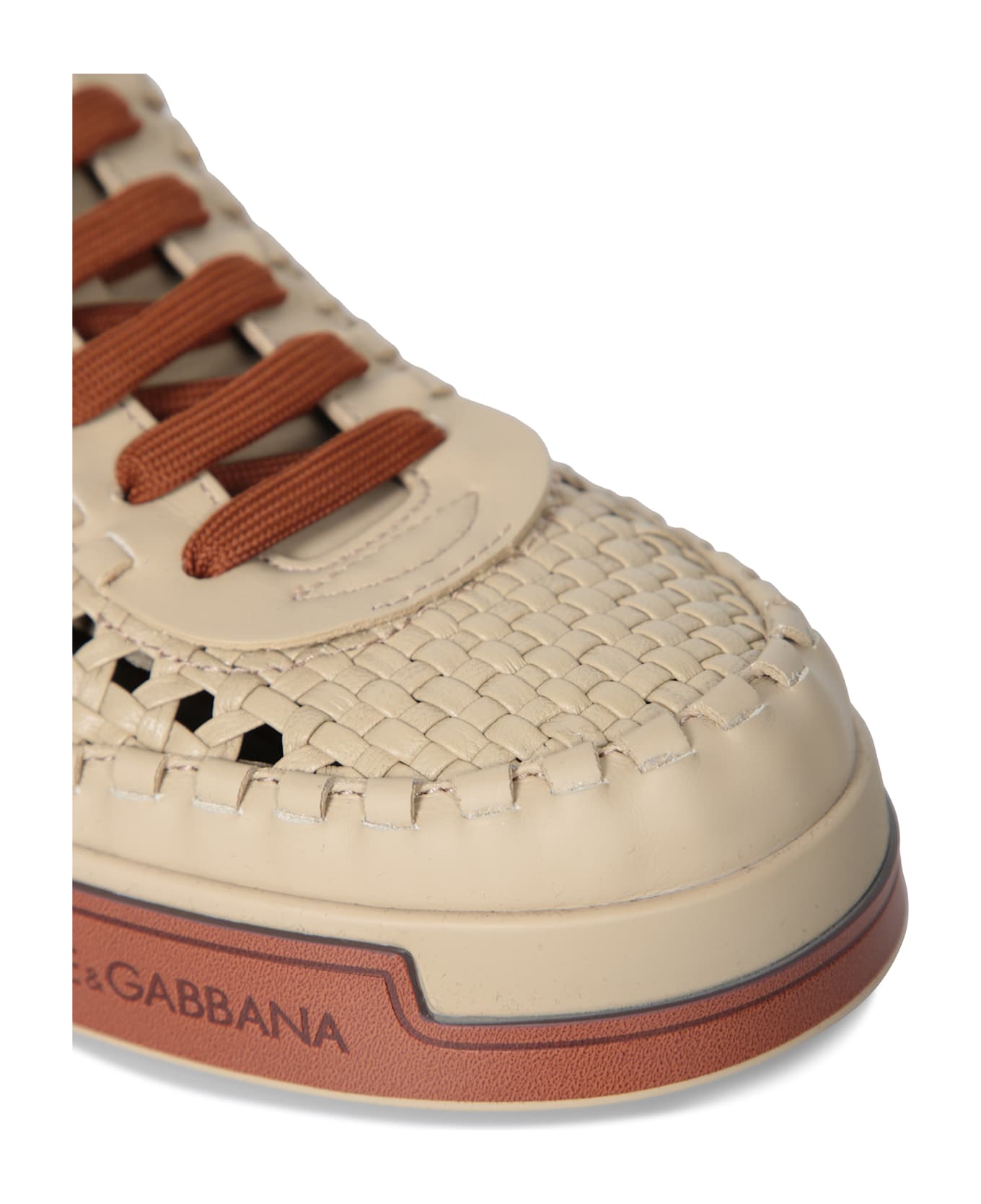 Dolce 
Gabbana Cappuccino Leather Portofino Sneakers - SABBIASABBIACUOIO